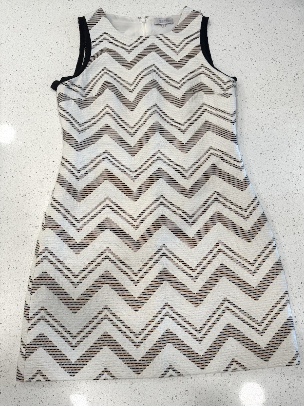 1.STATE Sheath Dress Sleeveless White Black Beige- Size S -Woven lined
