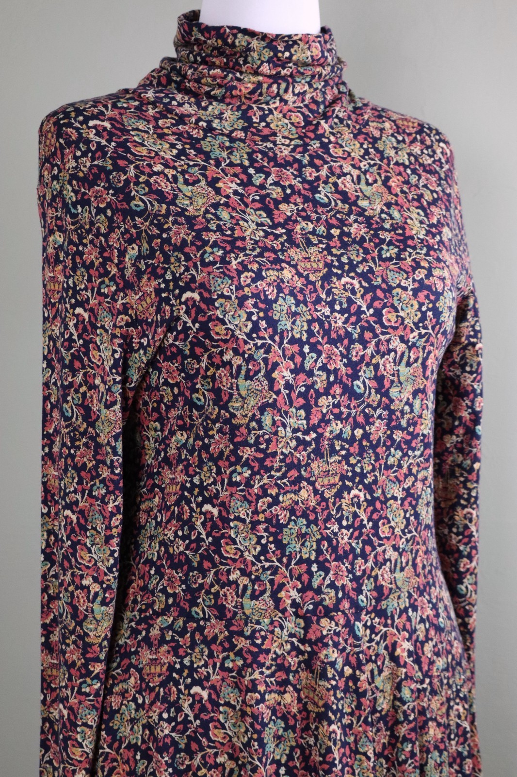PERUVIAN CONNECTION NEW $218 Floral Soft Stretch Turtleneck Midi Dress Size XL