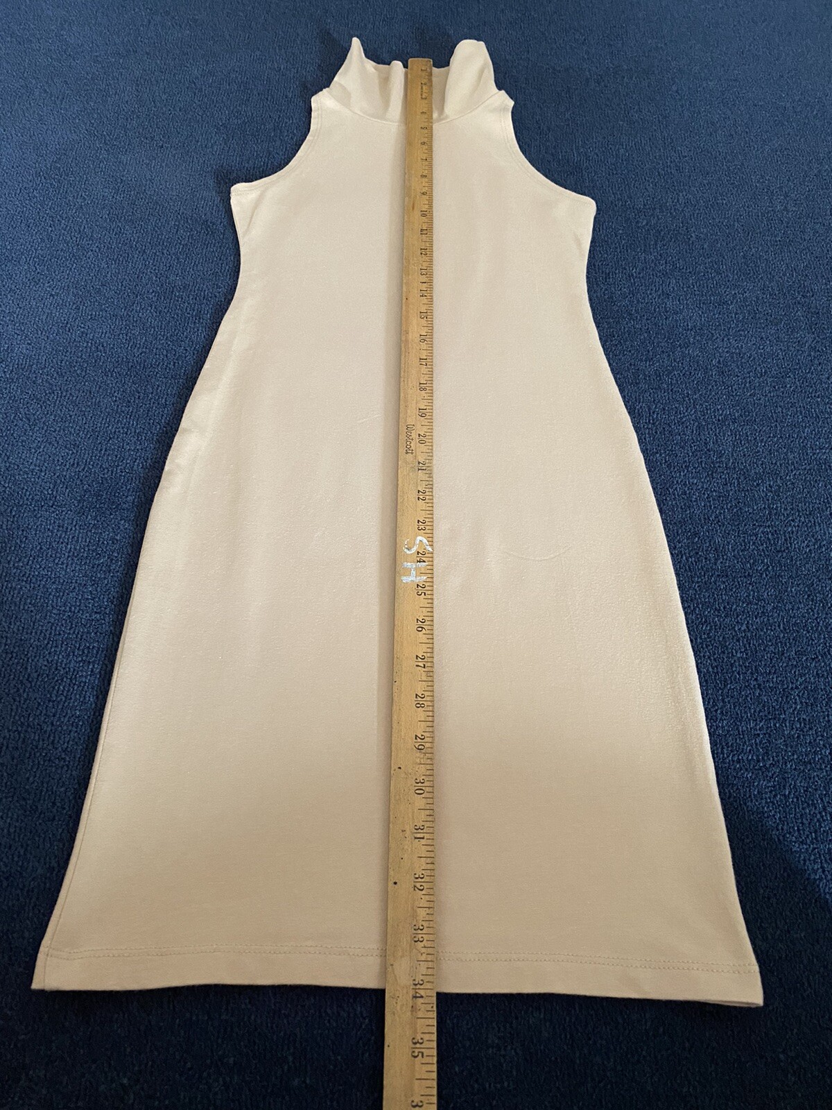 American Apparel Turtleneck Tank Mini Dress Nude Tan Bodycon Indie Sleaze Small