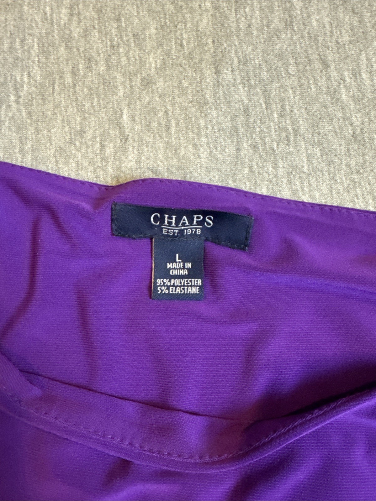 Champs Dress Large Deep Purple Ruched Long Sleeve Stretch Side Knot Sheath Fit