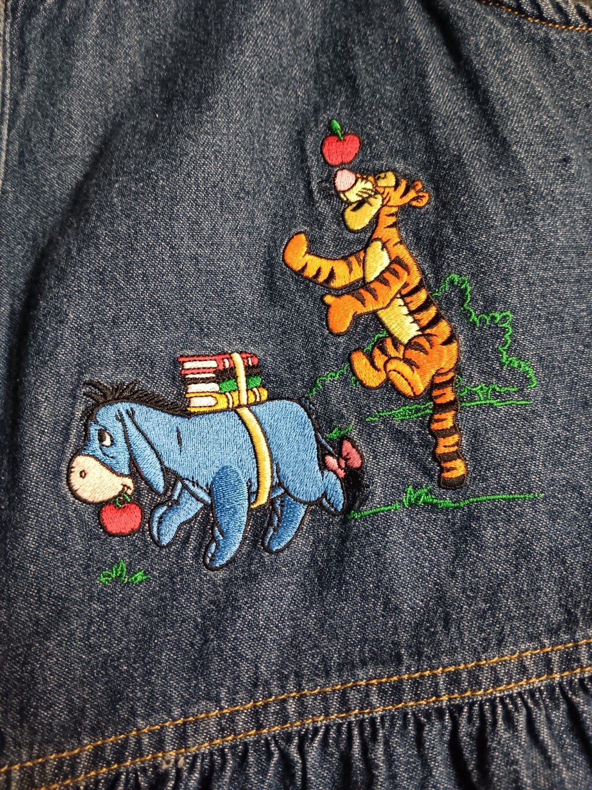 Vintage Disney Catalog Winnie Pooh Midi Denim Jumpsuit Dress Teacher School Med