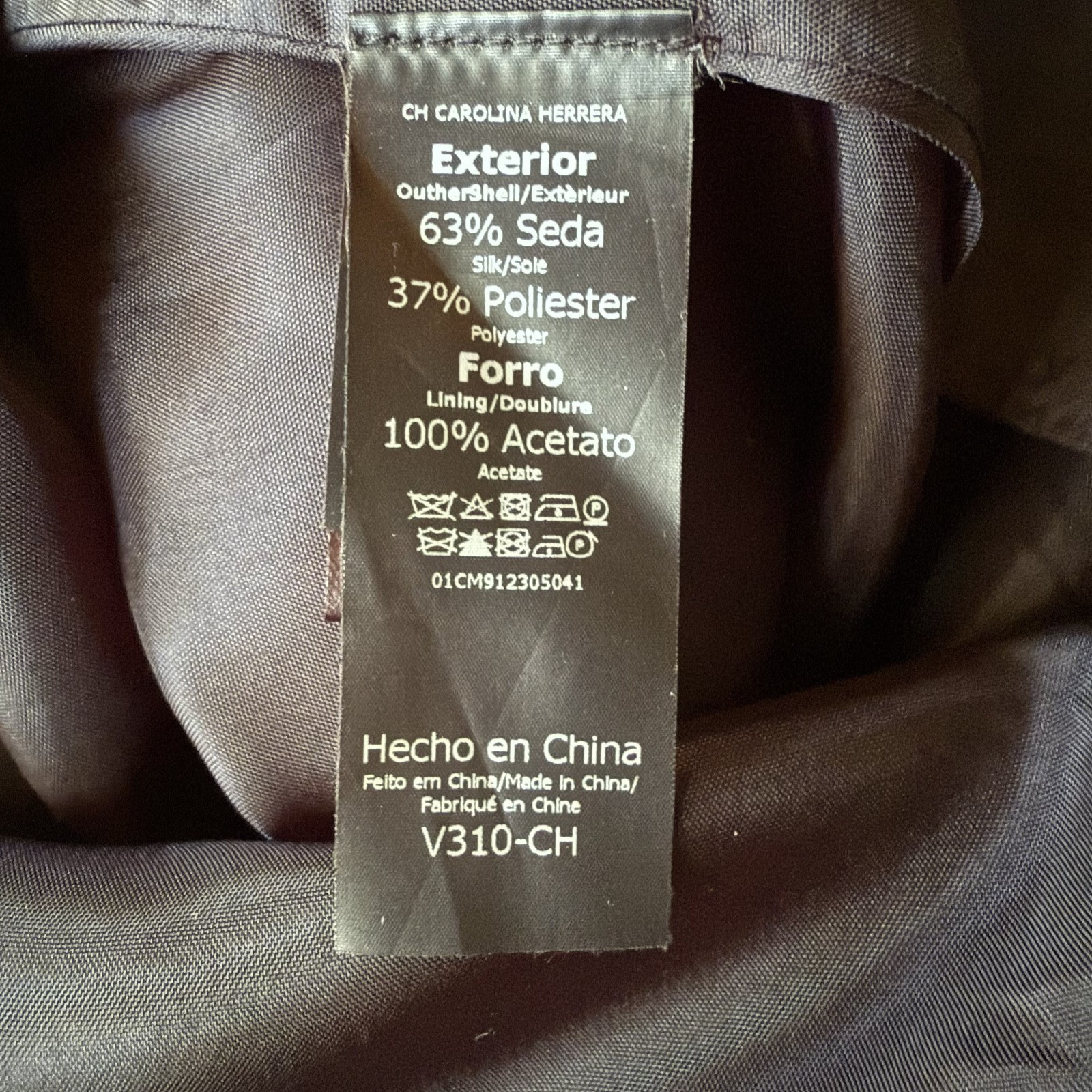 Carolina Herrera Black Collared Eyelet V-Neck Silk Blend Dress Sz 8