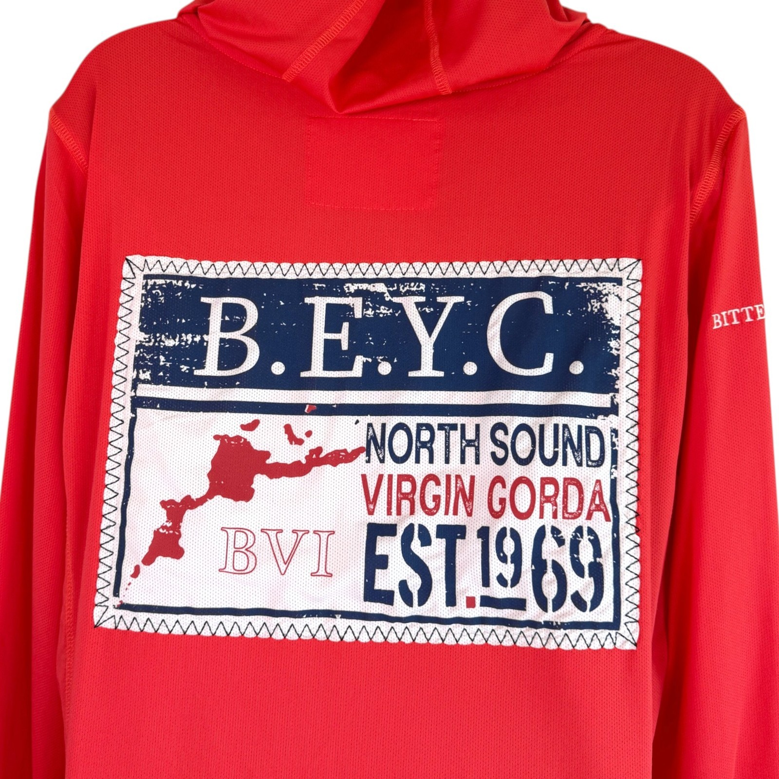 New Bitter End Map Patch Dritek Hoodie Dress Sz XL Coral UPF Beach Coverup BVI