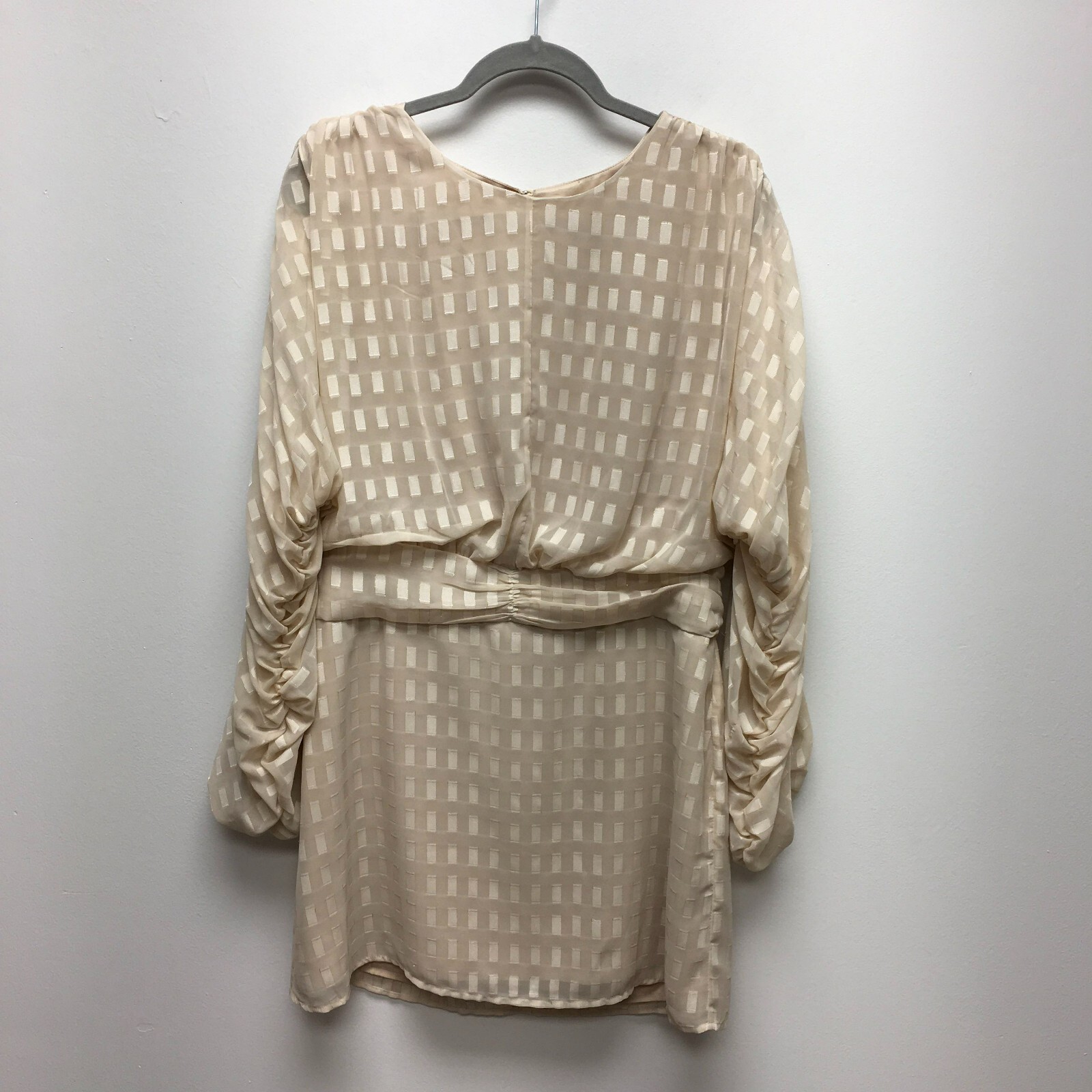 House Of Harlow 1960 Revolve Womens Beige Ruched Long Sleeve Nika Mini Dress XL