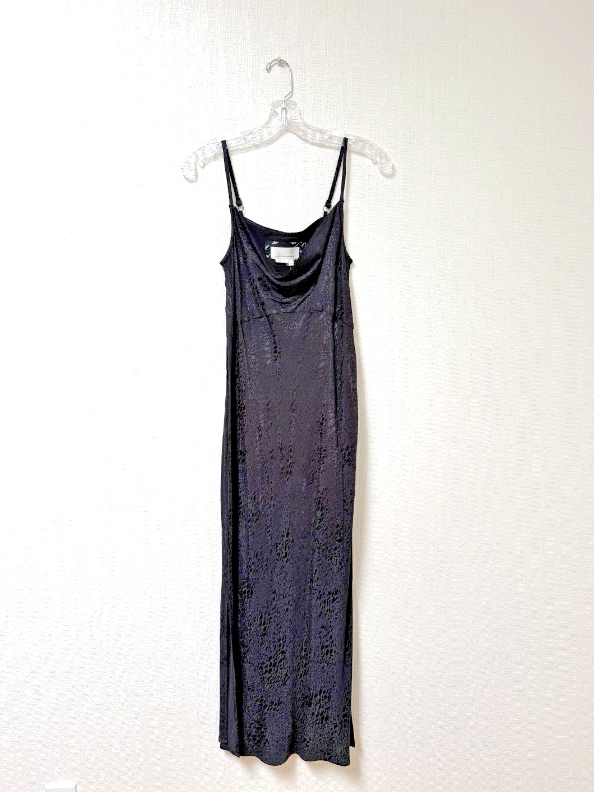 Anthropologie Black Slip Dress Sz 2 Minimalist Amelie Jacquard Cowl Neck