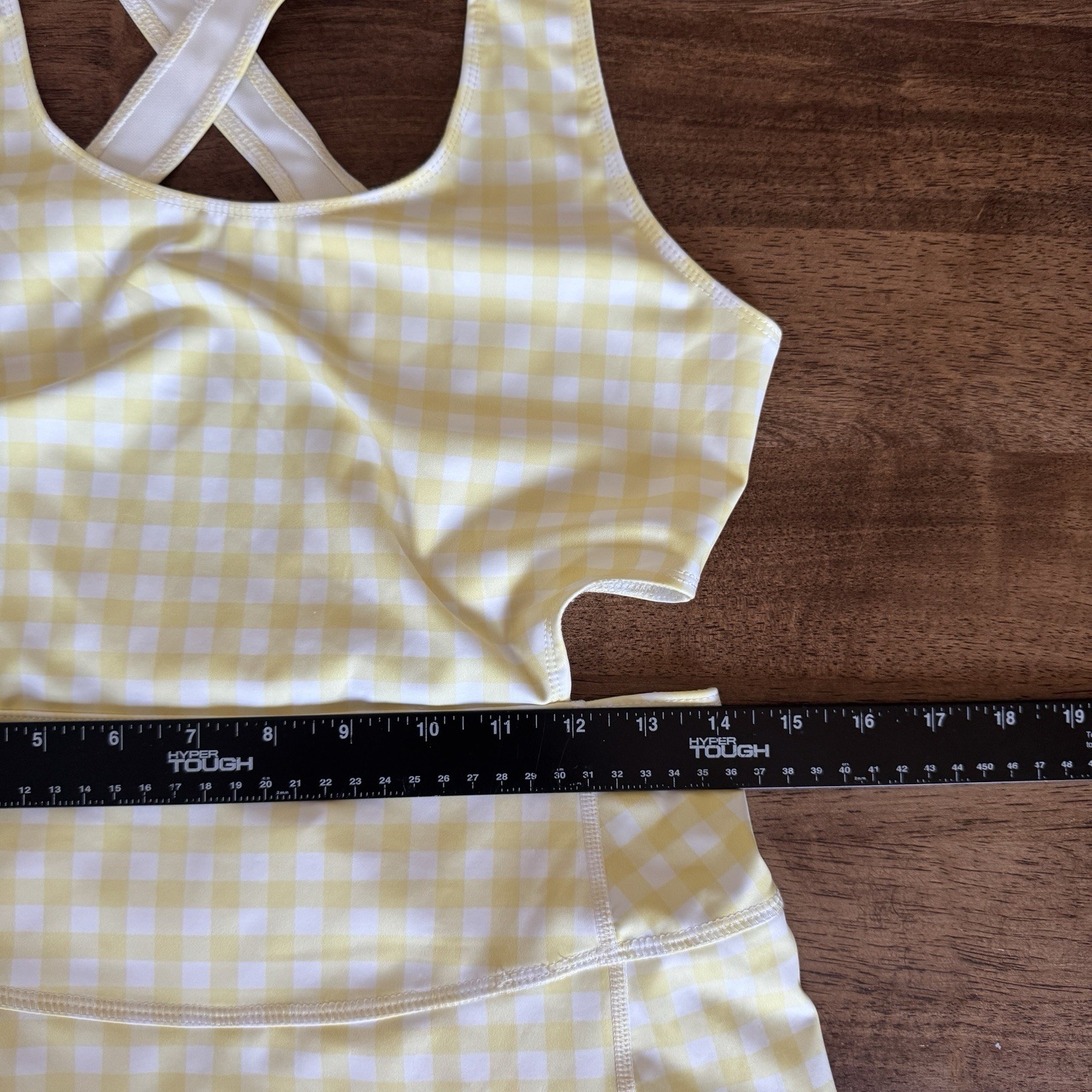 Cocolillys Yellow Gingham Athletic Mini Dress With Shorts Ruffle Hem Women’s M