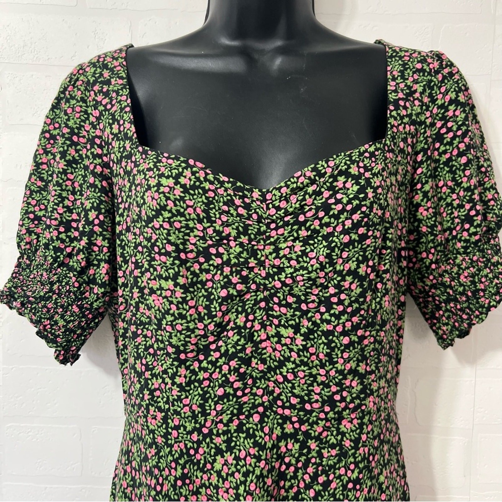 J Crew Floral Cottagecore Midi Sweetheart Neck Puff Sleeve Milkmaid Dress Size 4