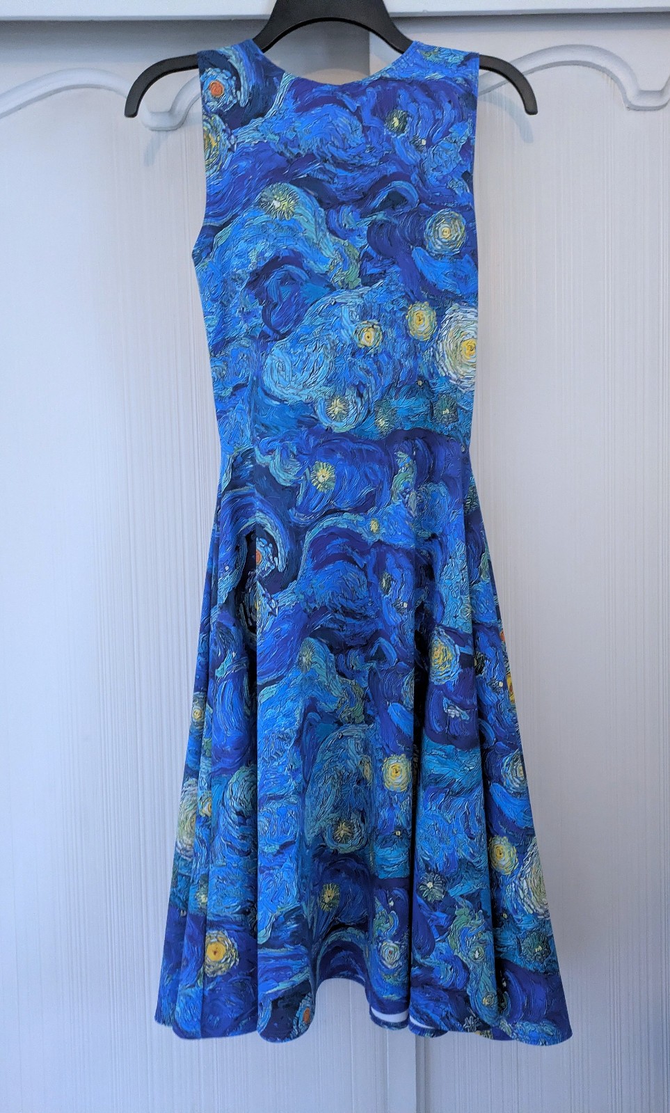 Elhoffer Essential Knee Length Dress Starry Painting Size S Blue Van Gogh Print
