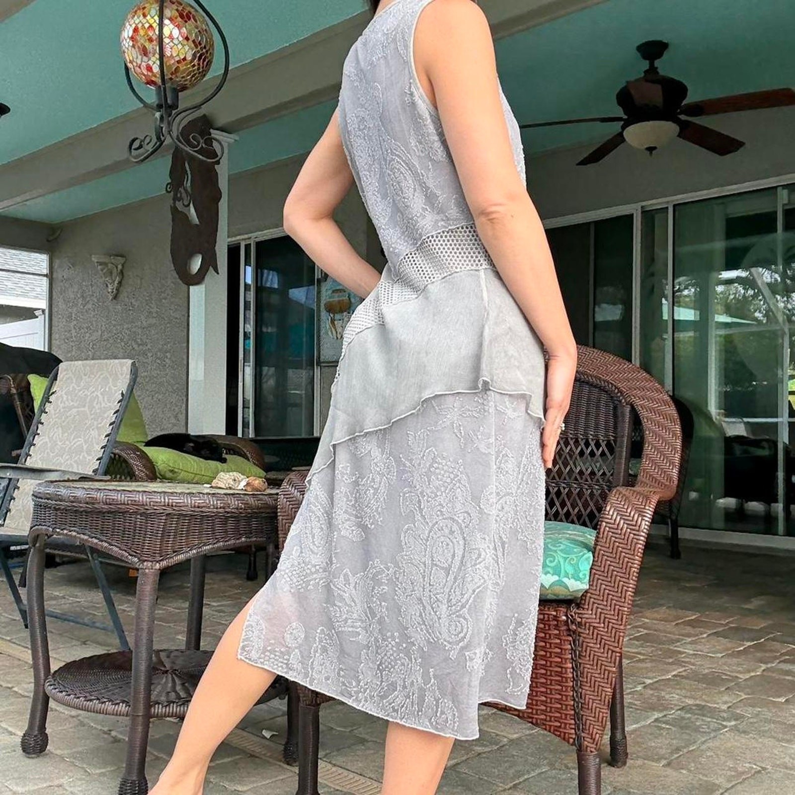 Mixed Fabrics Grey Dress