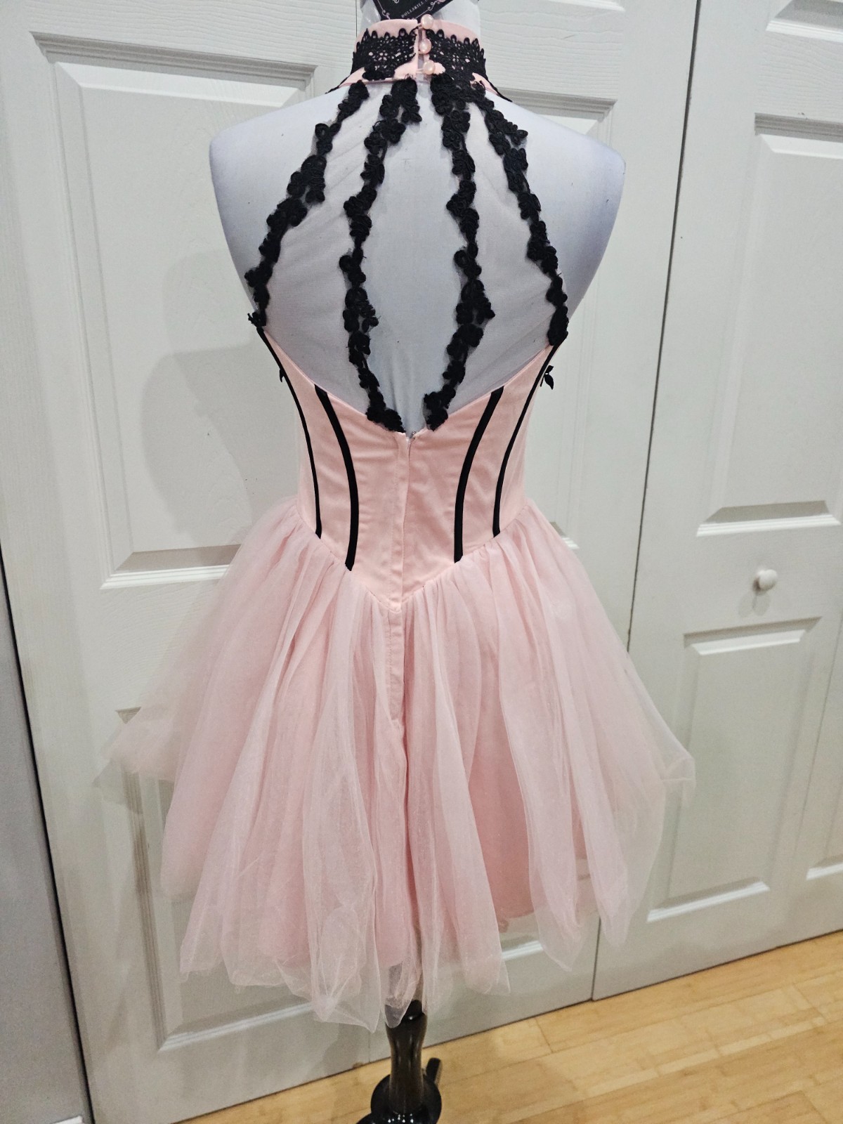 Dolls Kill Unholy Pastel Goth Pink Black Lace The Night Of Corset Tutu Dress S