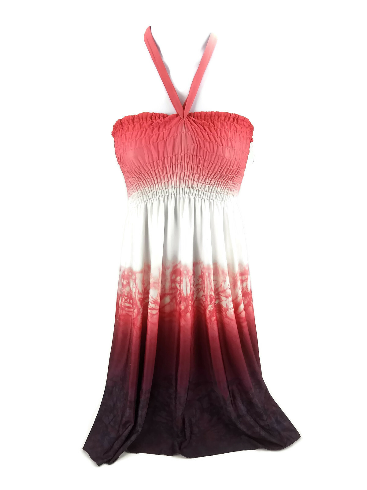 Mei Na Fashion Dress Womens One Size Red White Colorblock Croptop Halter Stretch