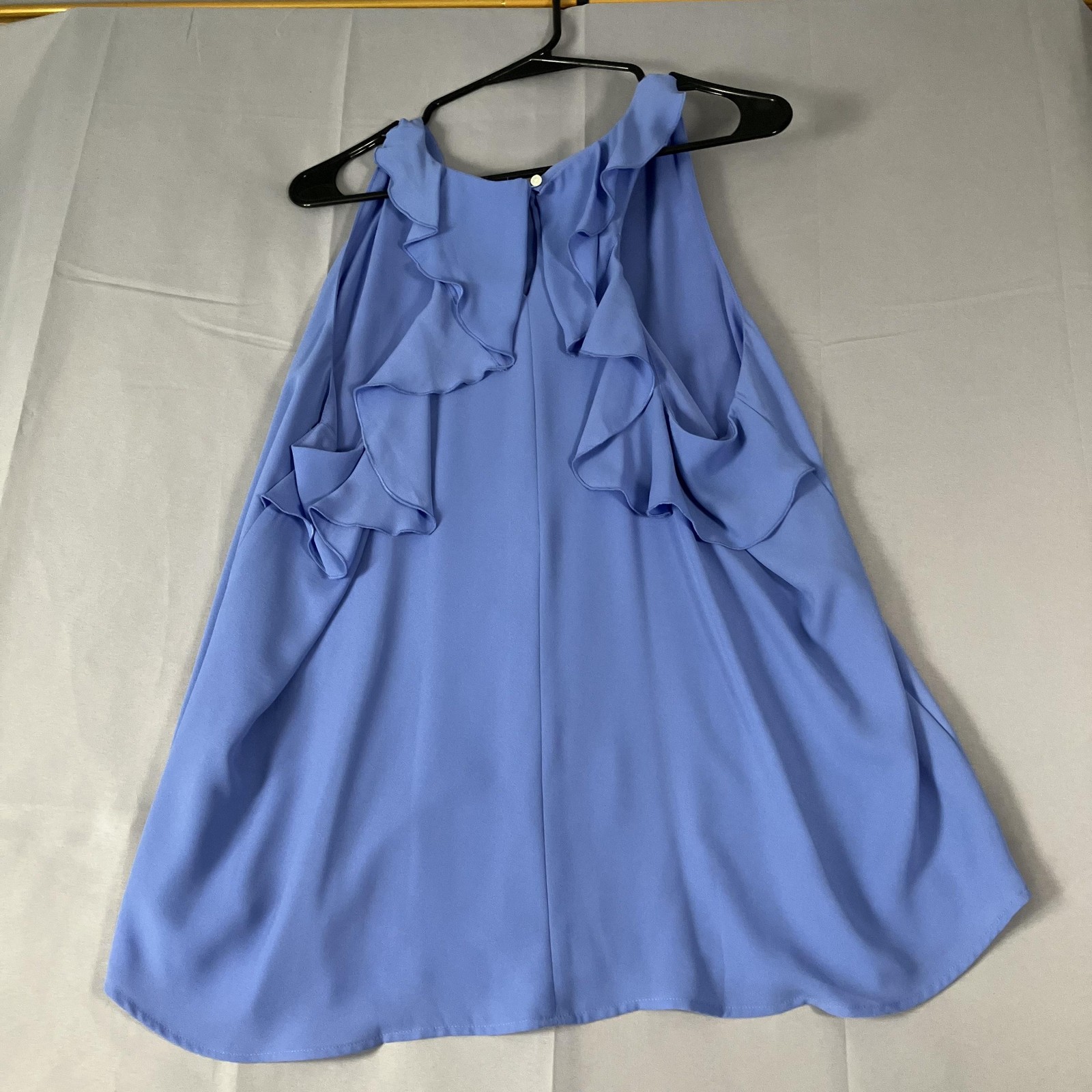 LOFT Tank Dress Womens Large Blue Ruffle Back Sleeveless Shift Mini Party Flowy