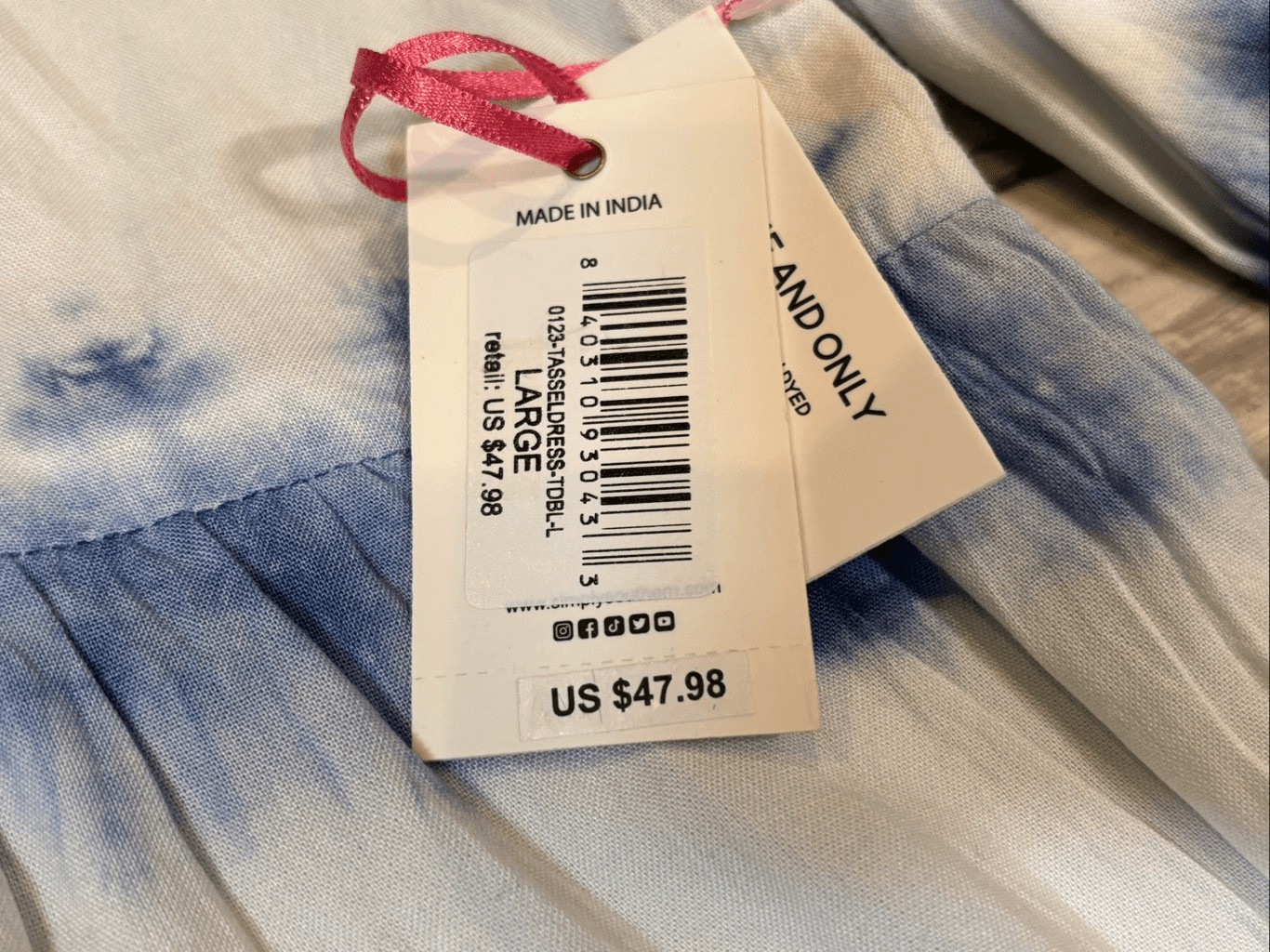 Simply Southern blue and white tie-dye knee length midi dress size L