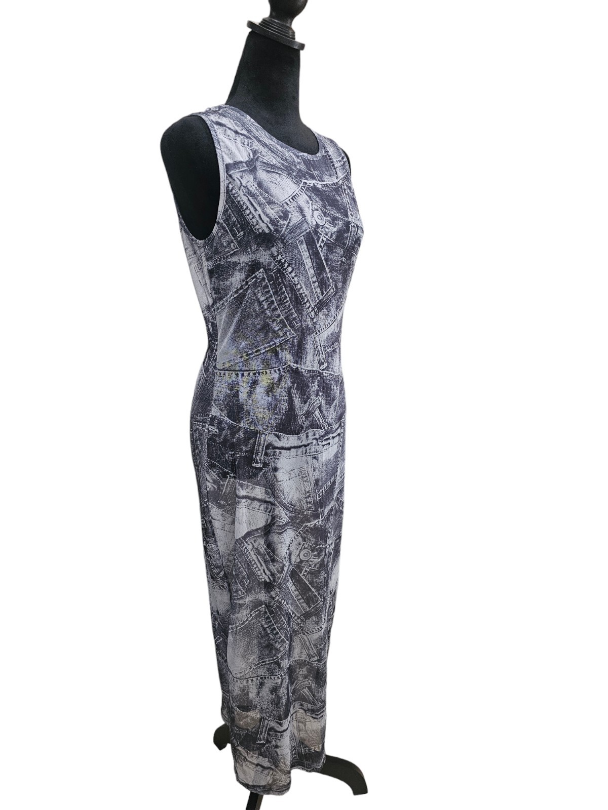 NWT Sheer Mesh Print Bodycon Stretch Sleeveless Dress Large ~ Club Beach