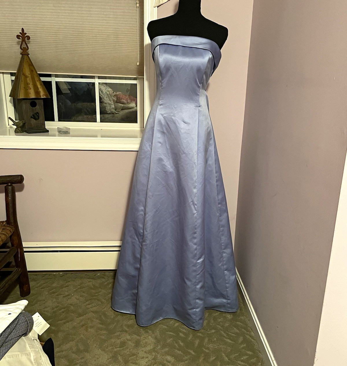 Urban Girl Nites Blue Strapless Satin Long Gown Dress Juniors 11/12 Formal