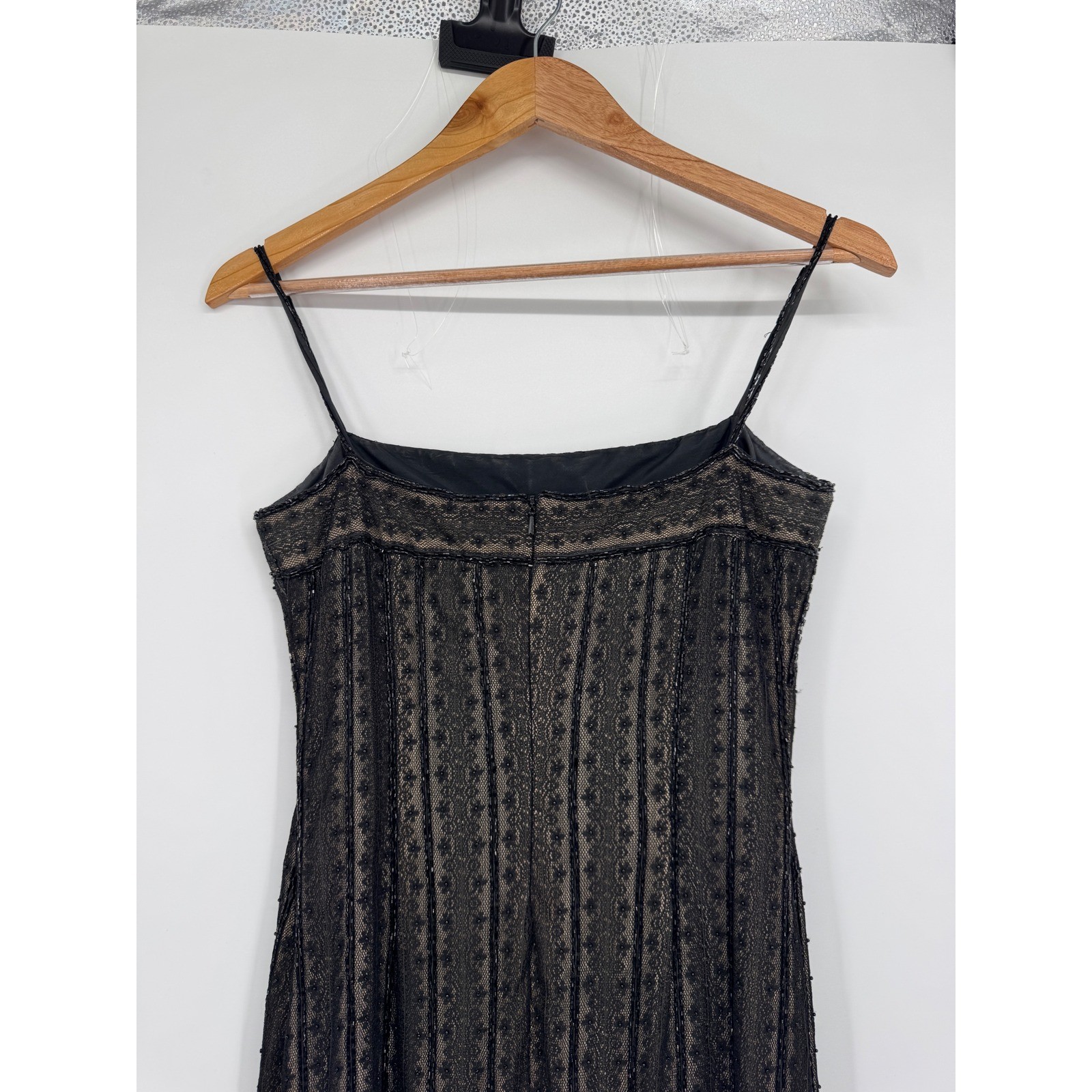 Carmen Marc Valvo Beaded Column Maxi Dress Womens 4 Vintage 90s Glam Formal