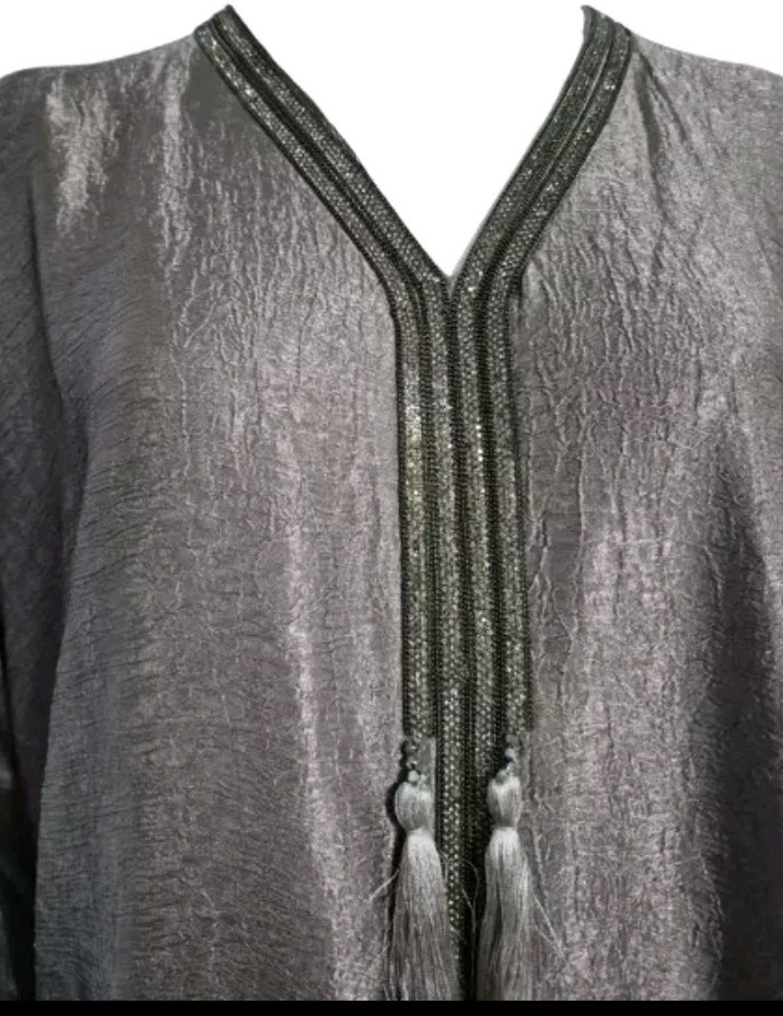 SS26 Quality Ladies Premium Crushed Satin Frasha Abaya Diamante Lilac Size 58