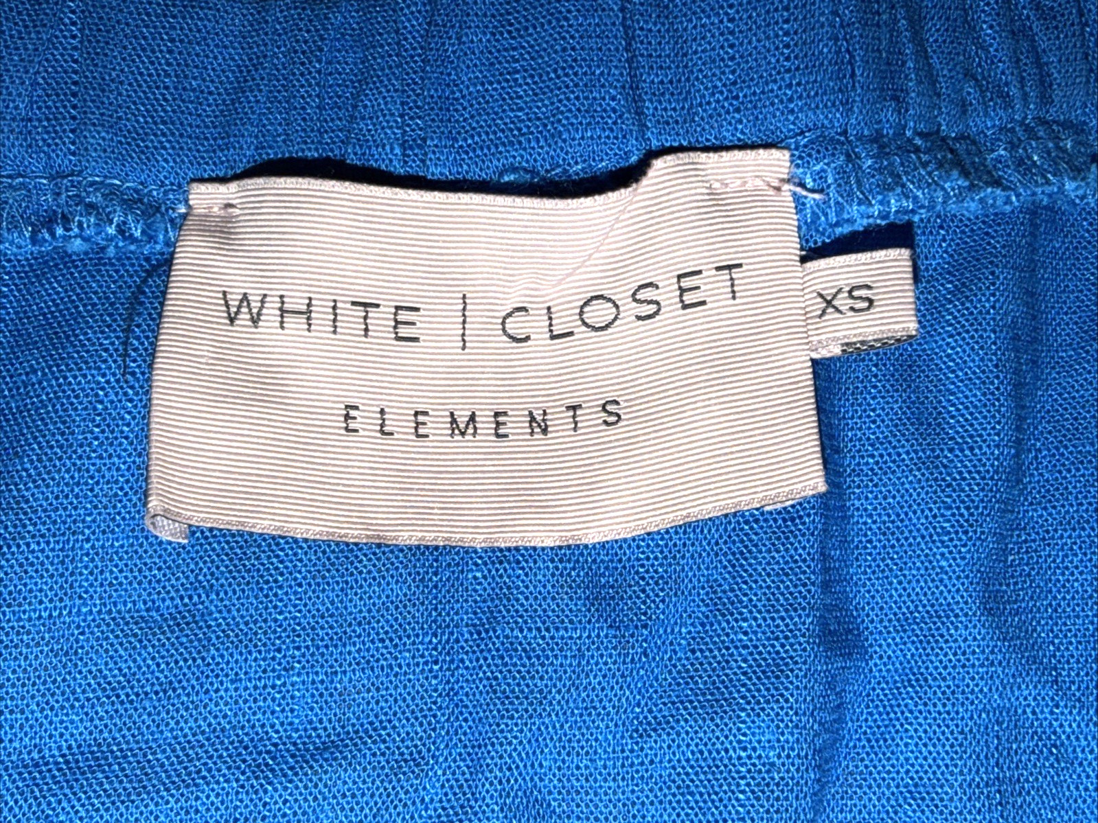 White Closet Elements Maxi Linen Dress Size XS V-Neck Blue Boho Country Smocked