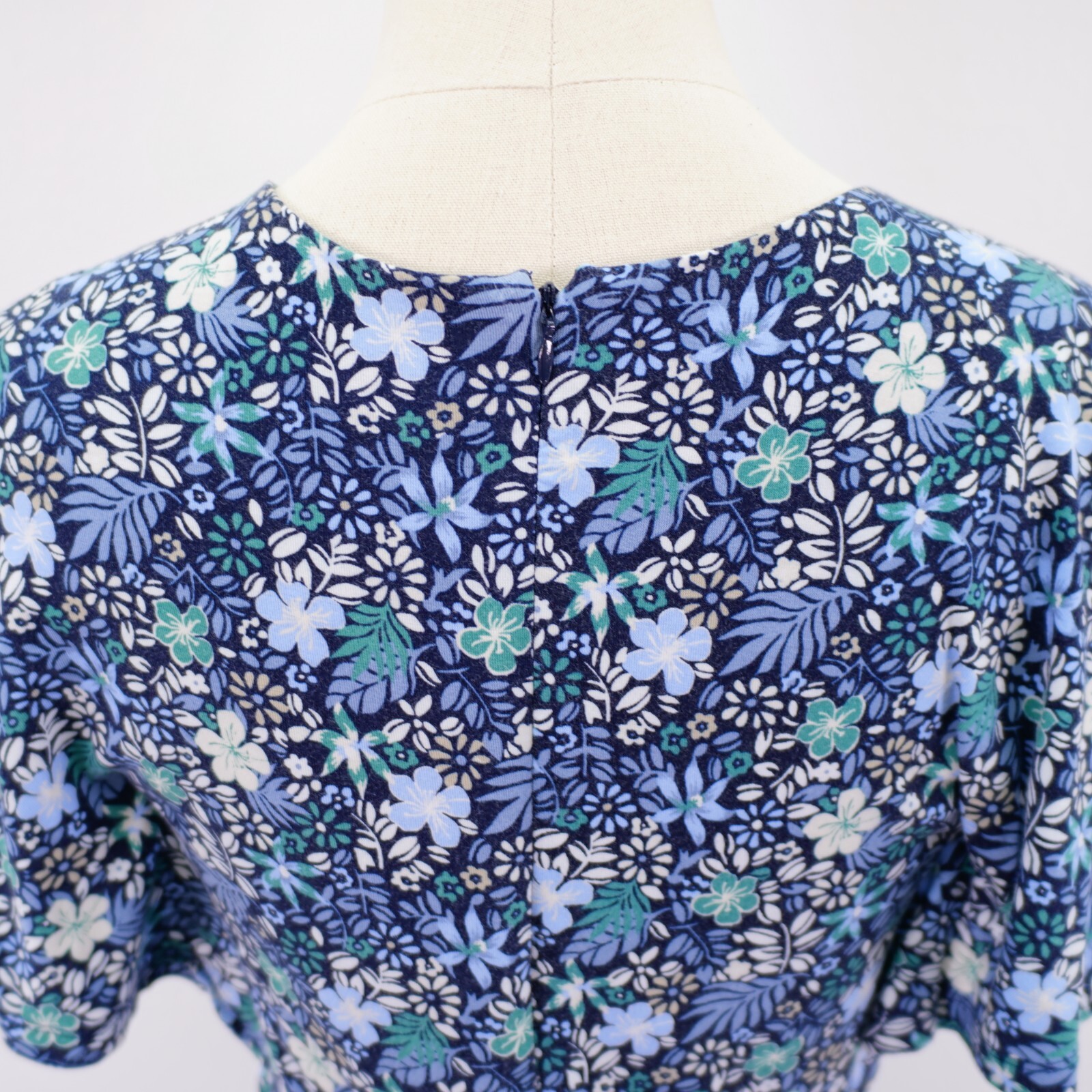 Ann Taylor Loft Blue Green Round Neck Flutter Split Short Sleeve Sleeve Dress 2