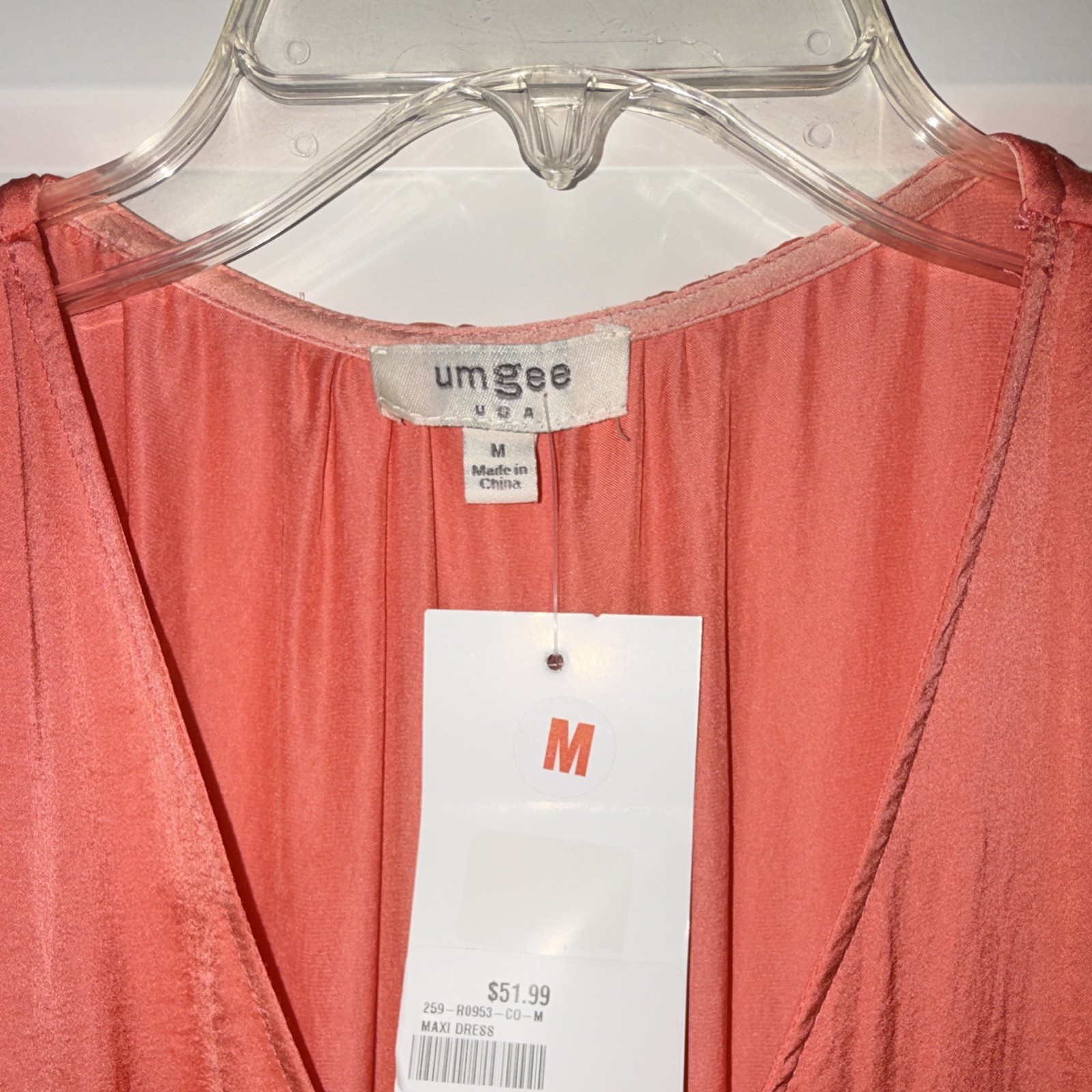 NWT- Umgee USA Orange Solid Midi Maxi Dress Short Flutter Sleeve Ruffle V-Neck M