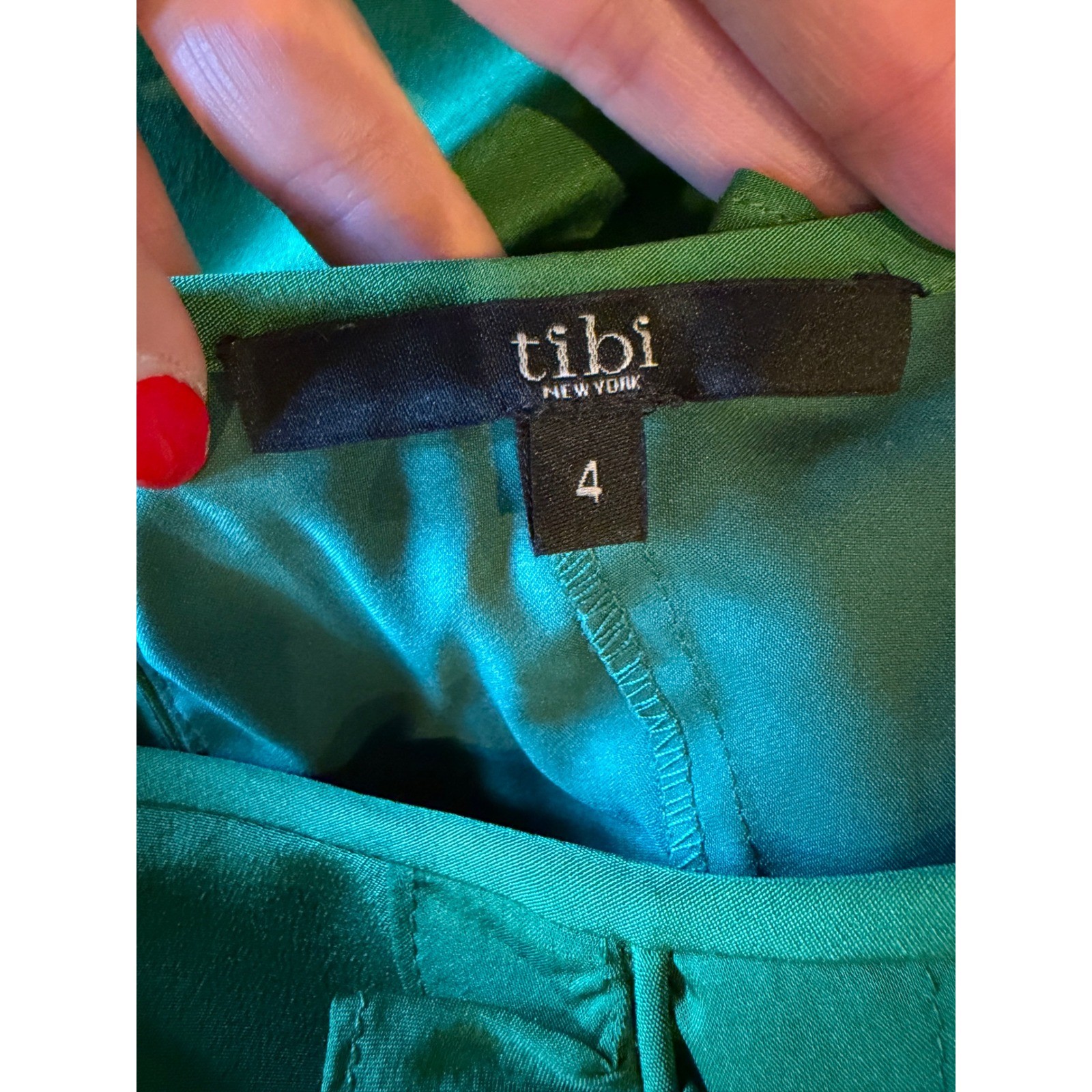 Tibi Silk Shift Dress Women 4 Green Ruffle Pintuck Puff Sleeve Luxury Silky