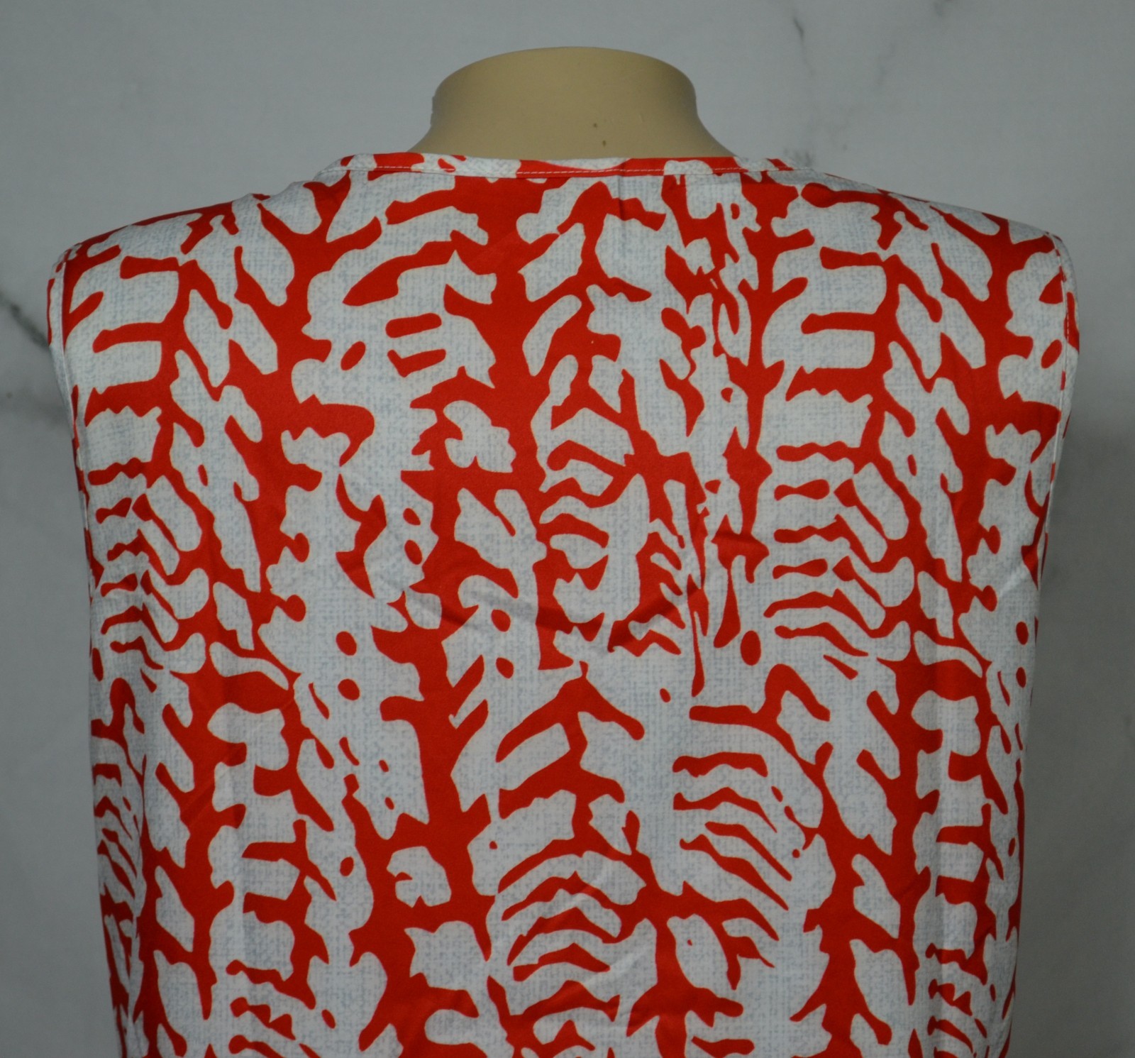 EMVIE’S FASHIONS Red-Orange White Gray Patterned Sleeveless A Line Dress XL