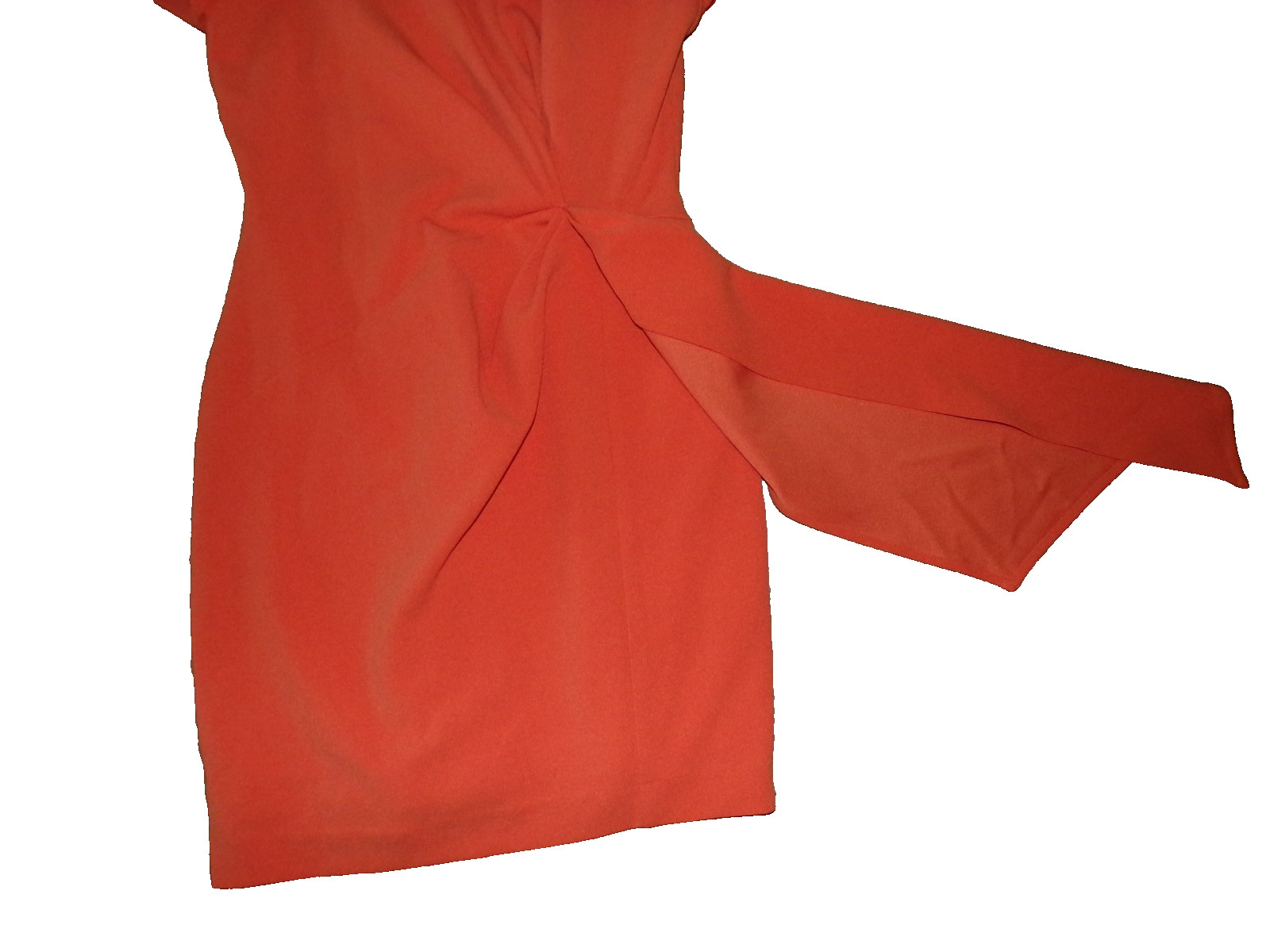 Belle Badgley Mischka Dress Devin Stretch Crepe Short Sleeve Orange Size 8