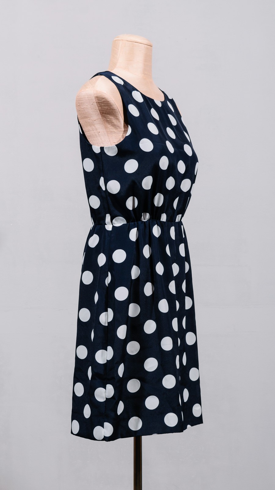 J Crew 43750 Navy White Polka Dots Sleeveless Short Sundress Sheath Dress Sz 4
