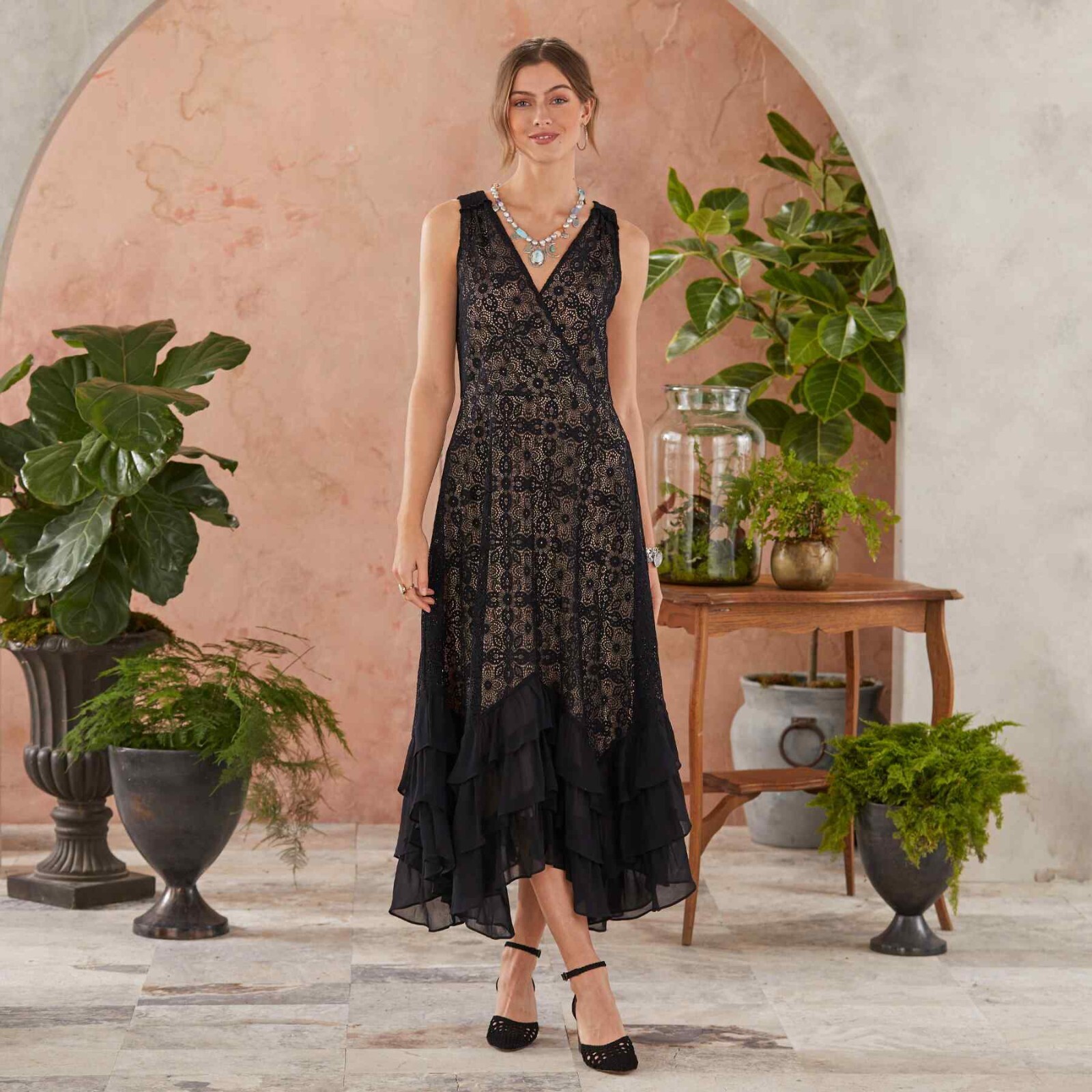 Sundance Champs De Fleur Dress – Petites Medium Black