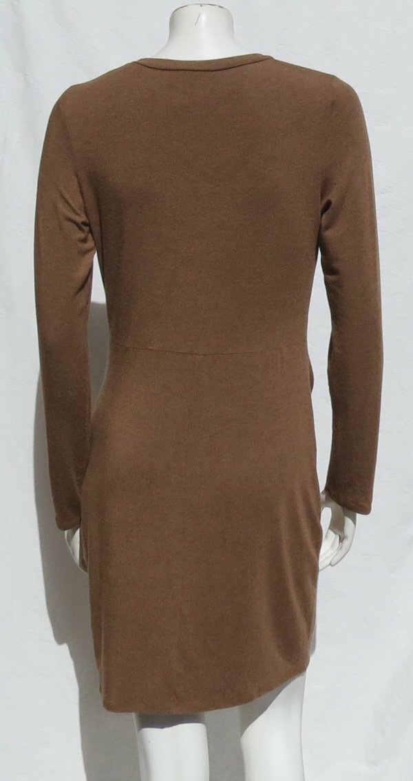 HEATHER USA Dress Super Soft Modal Knit Twist Front Long Slv Brown T Shirt sz M