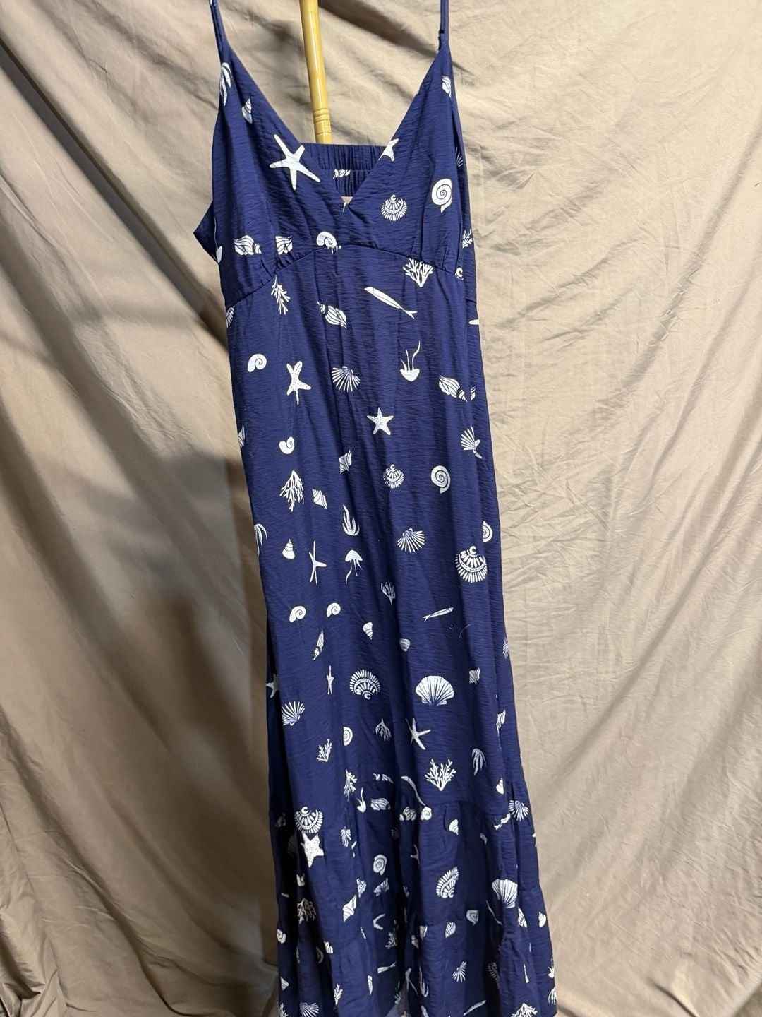 A New Day Women’s Navy Blue Seashell Print Open Back Maxi Dress L