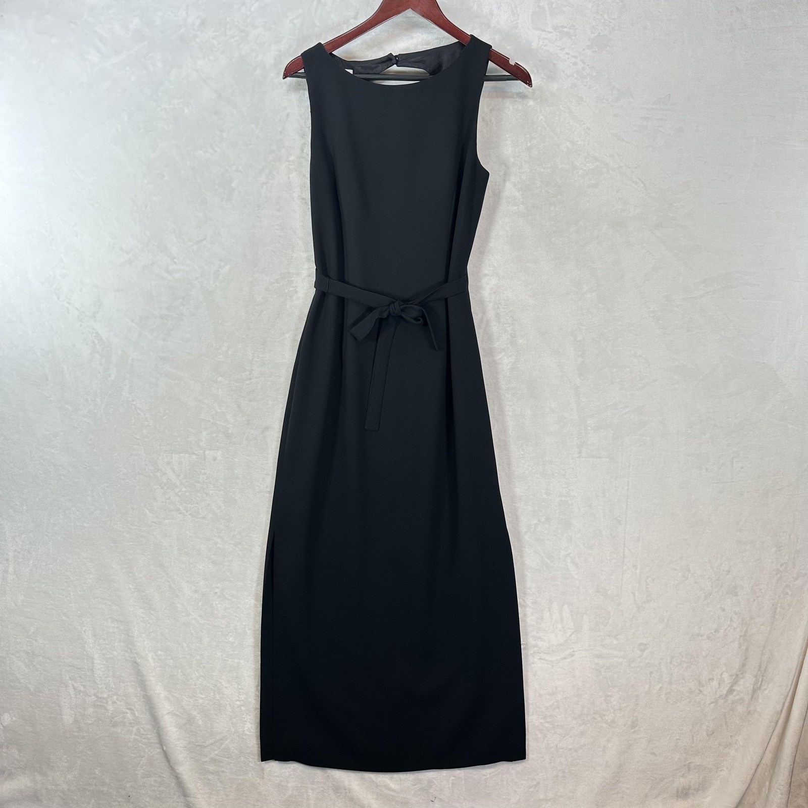 Vintage Depeche Mode Dress Womens 8 Black Wrap Sheath Maxi Open Back 80s