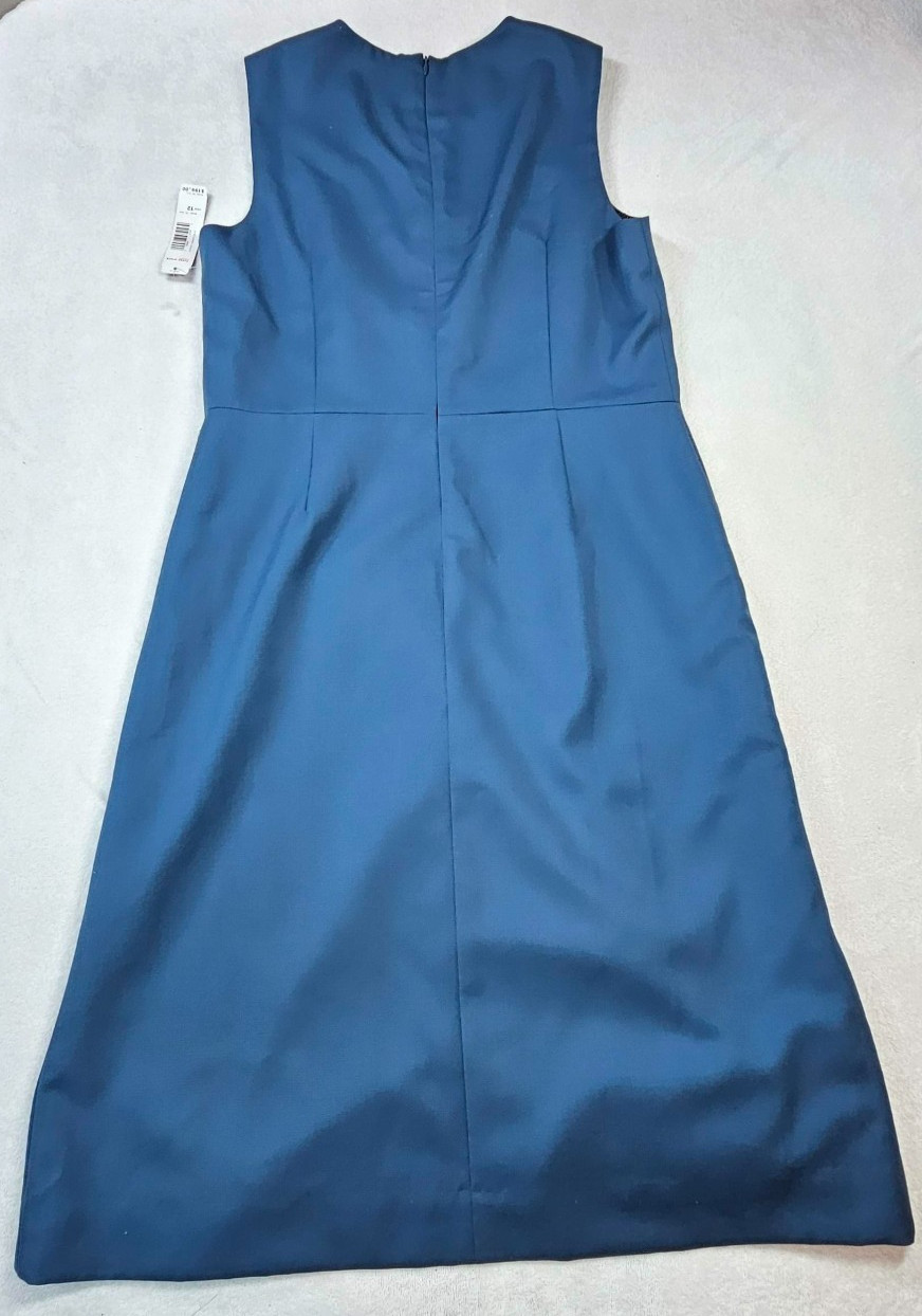 NWT Pendleton 100% Virgin Wool Sleeveless Wrap Dress Size 12 Steel Blue USA