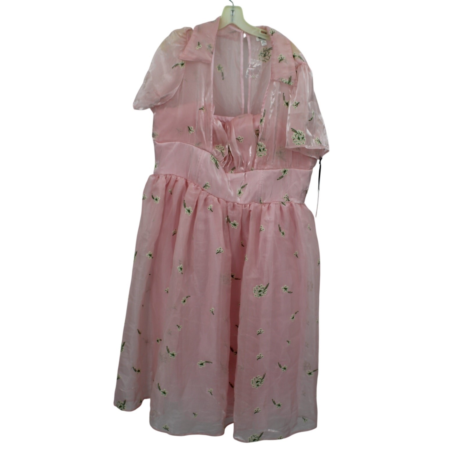 Unique Vintage 1950’s style Light Pink Floral Embroidered Libby Swing Dress 4X