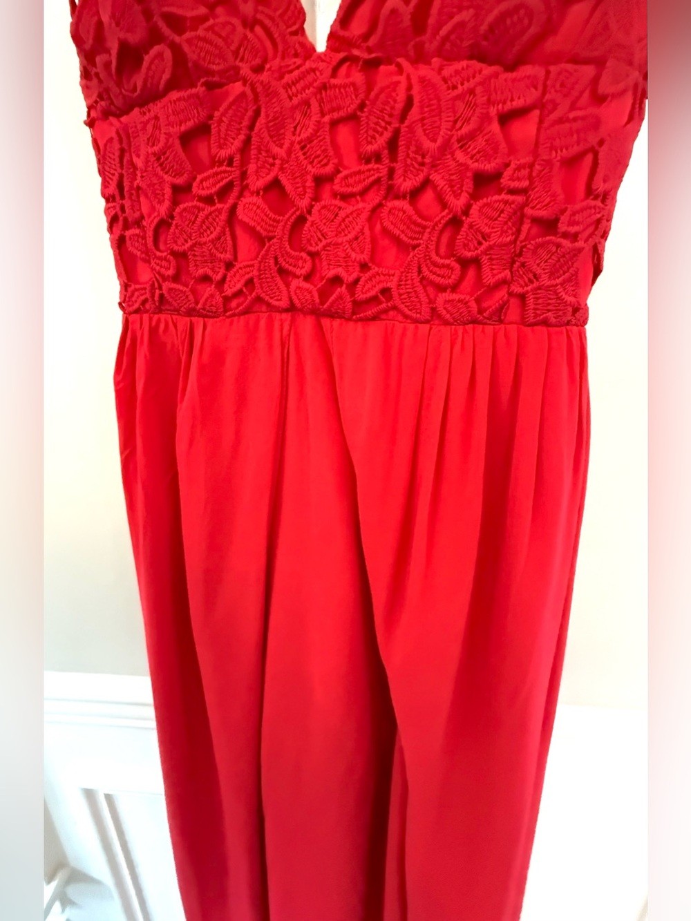 The Jetset Diaries Private Beach Maxi Dress Red Lace Slit Size L NWT