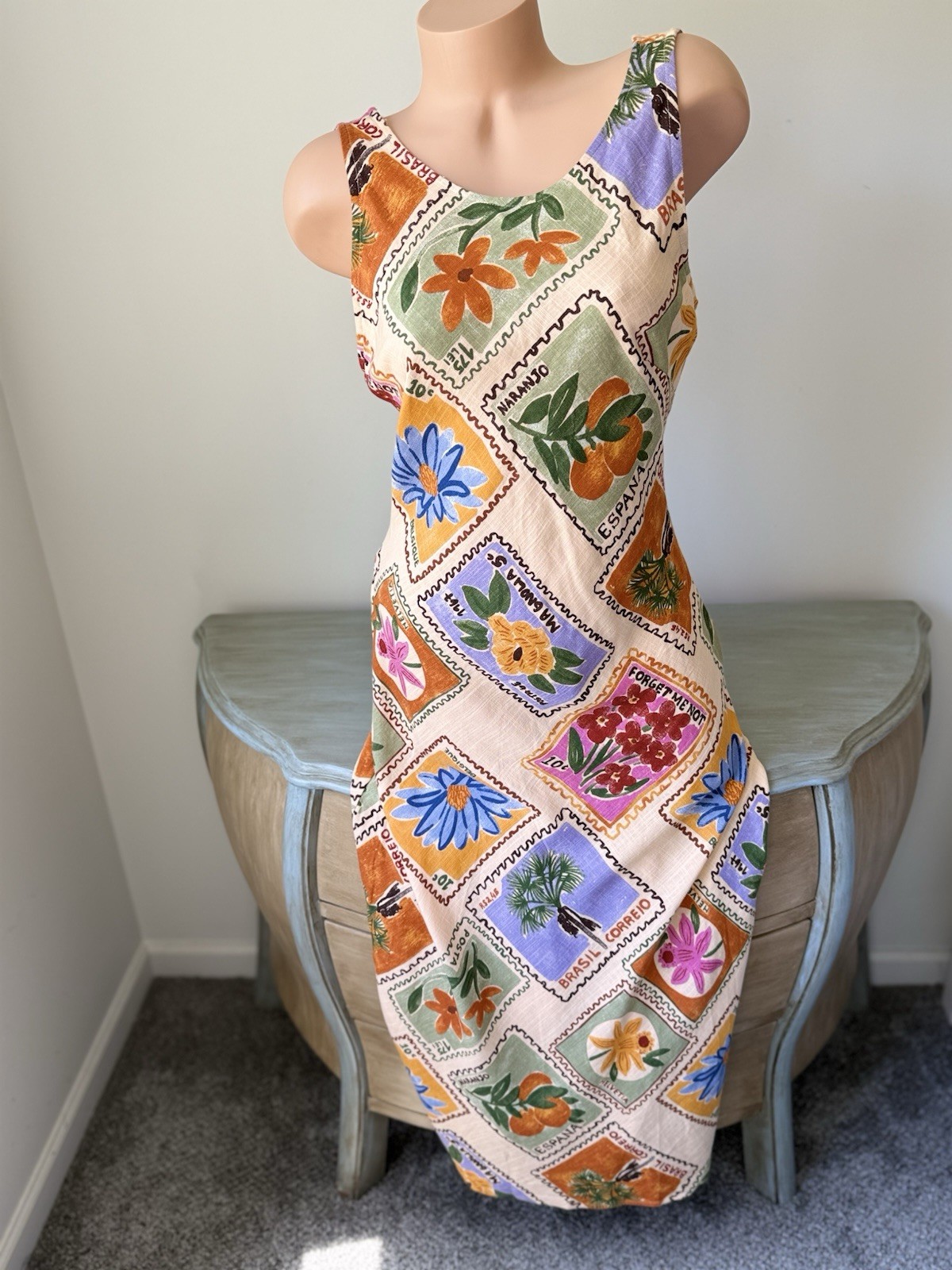 Paper Heart L Anthropologie Sheath Dress NWT Linen Maxi Garden Cottage