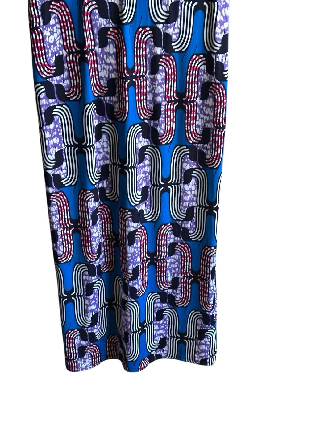 NWT MISA Los Angeles Blue Patterned Sleeveless Tank Maxi Dress. Size Large
