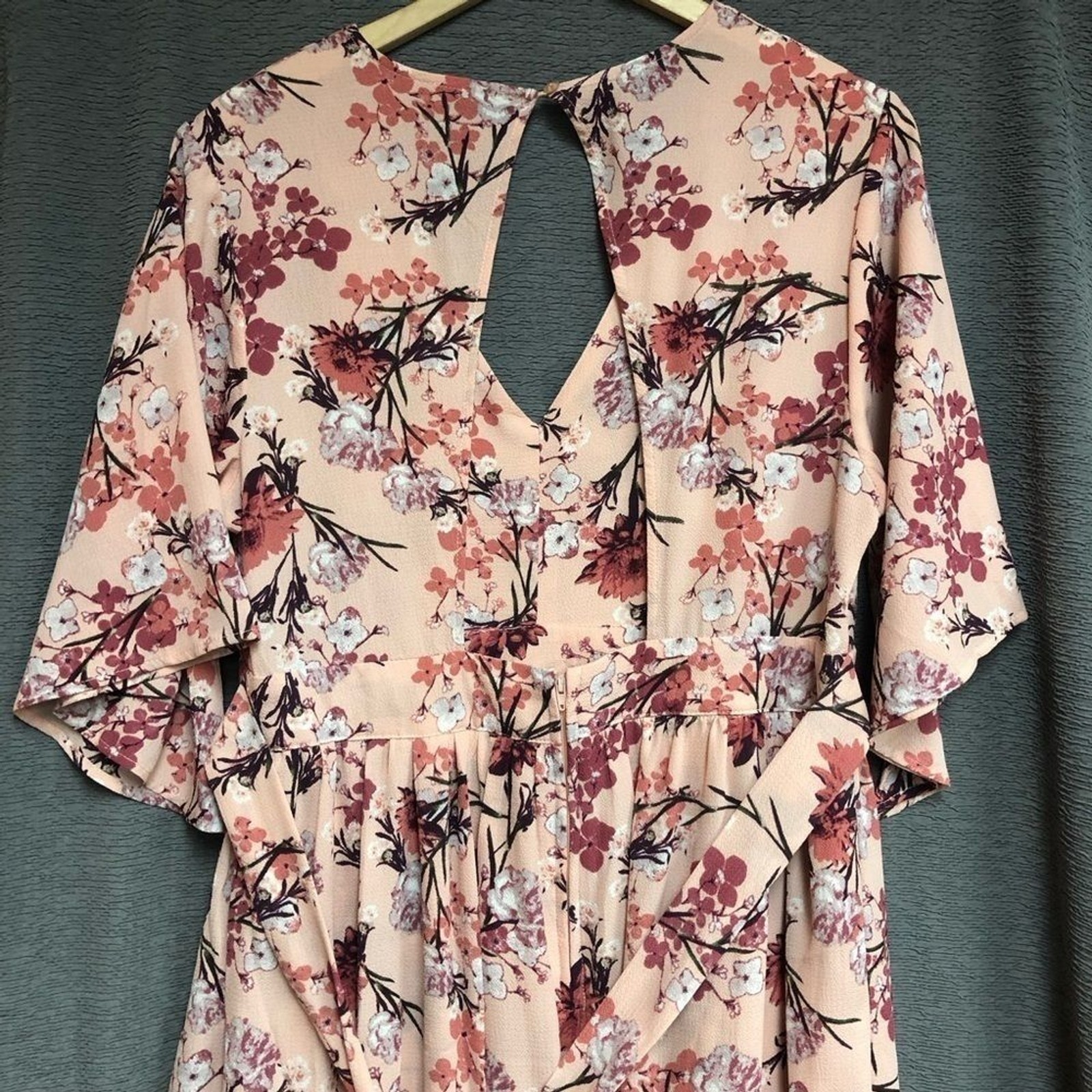 Rue 21 extra large long dress over a romper, peach background with coral,