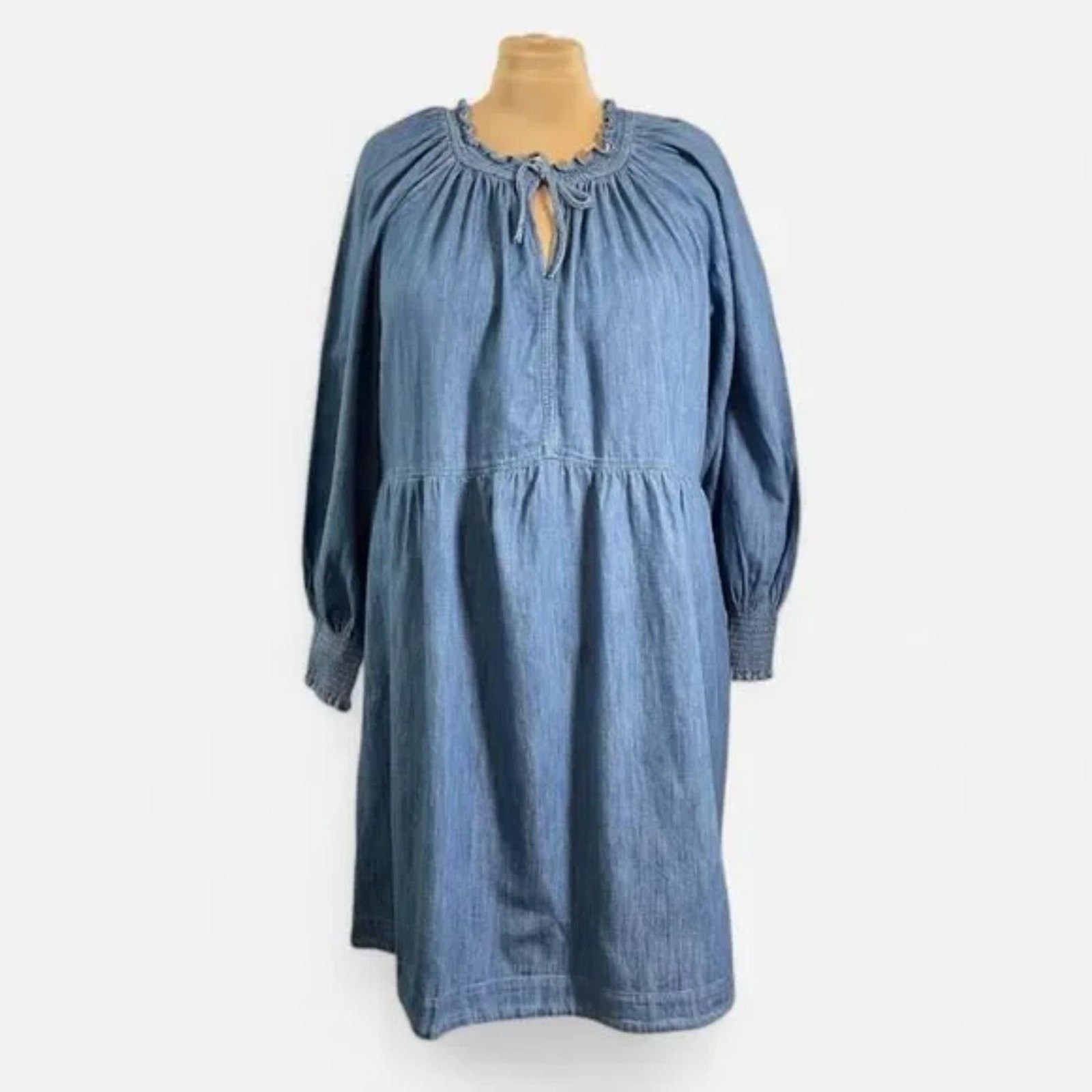 OLD NAVY Puff-Sleeve Non-Stretch Denim Mini Poet Swing Dress, Size 3X