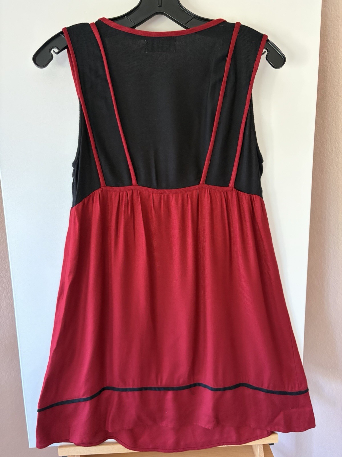 Maitte Portugal Womens Black Burgundy Beaded Bodice Festival Mini Dress Small