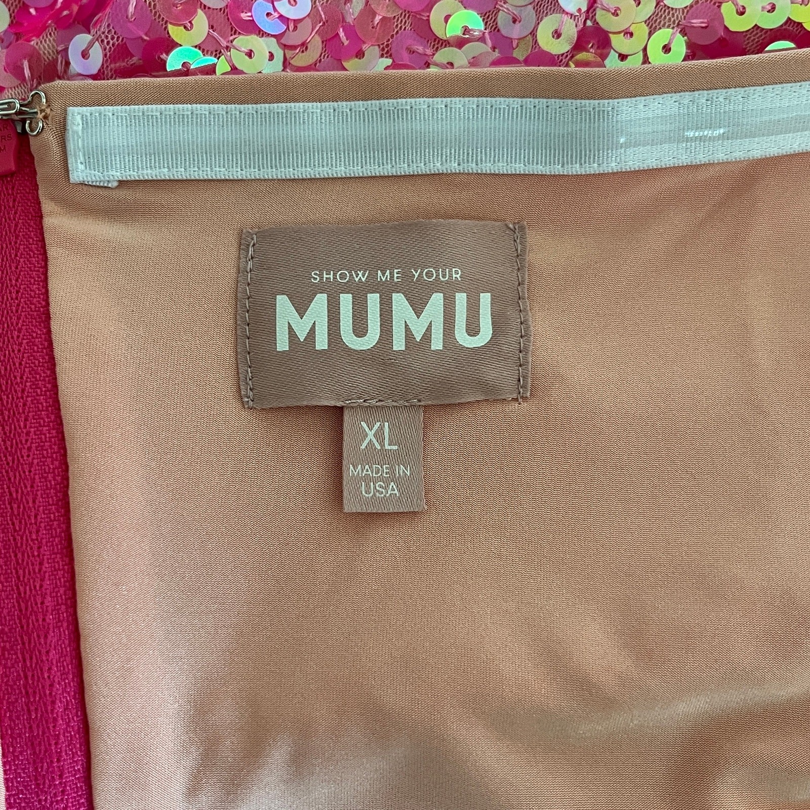 Show Me Your Mumu On My Way Strapless Mini Dress in Pink Sequins Large