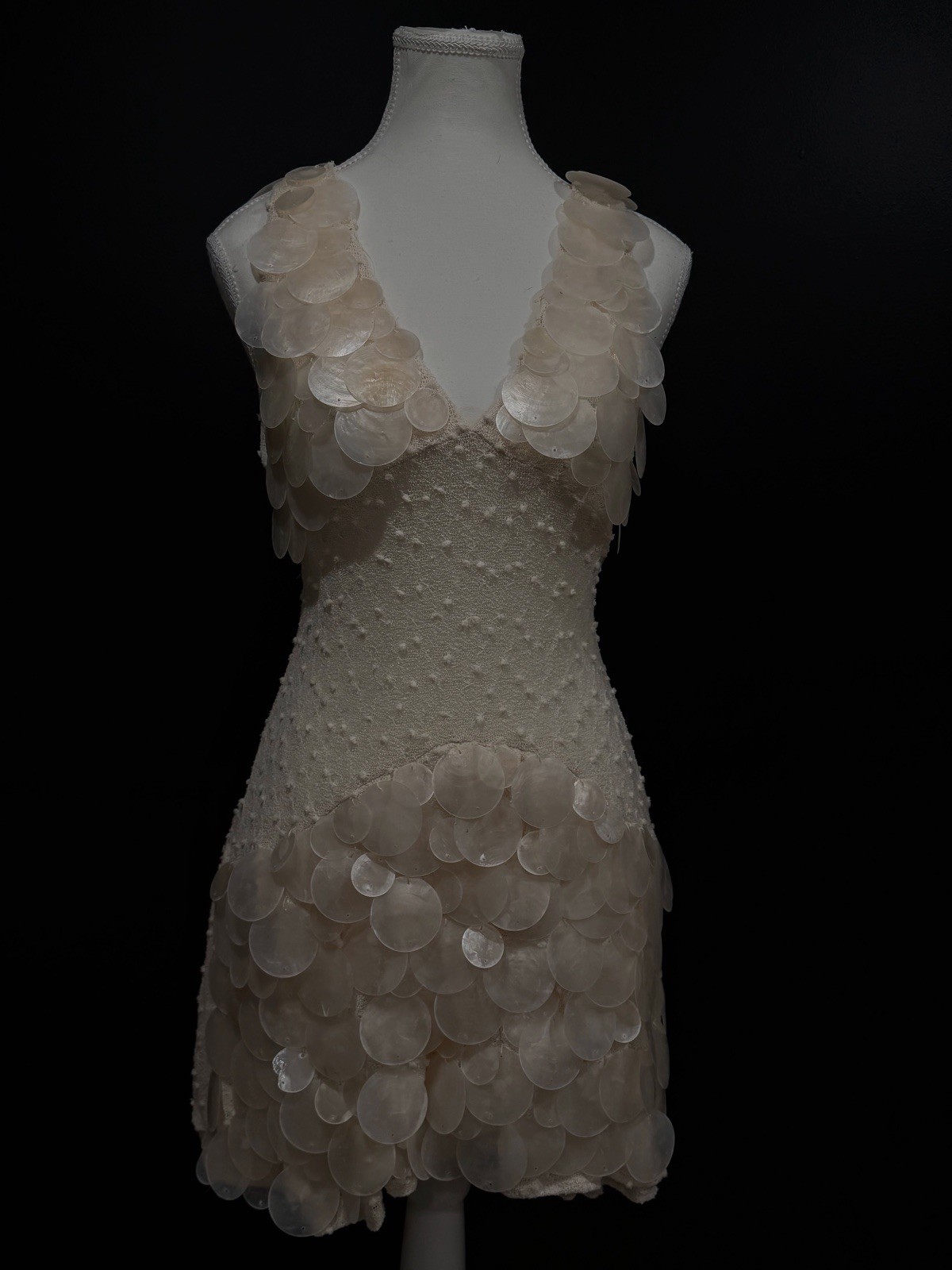 handmade shell cream dress