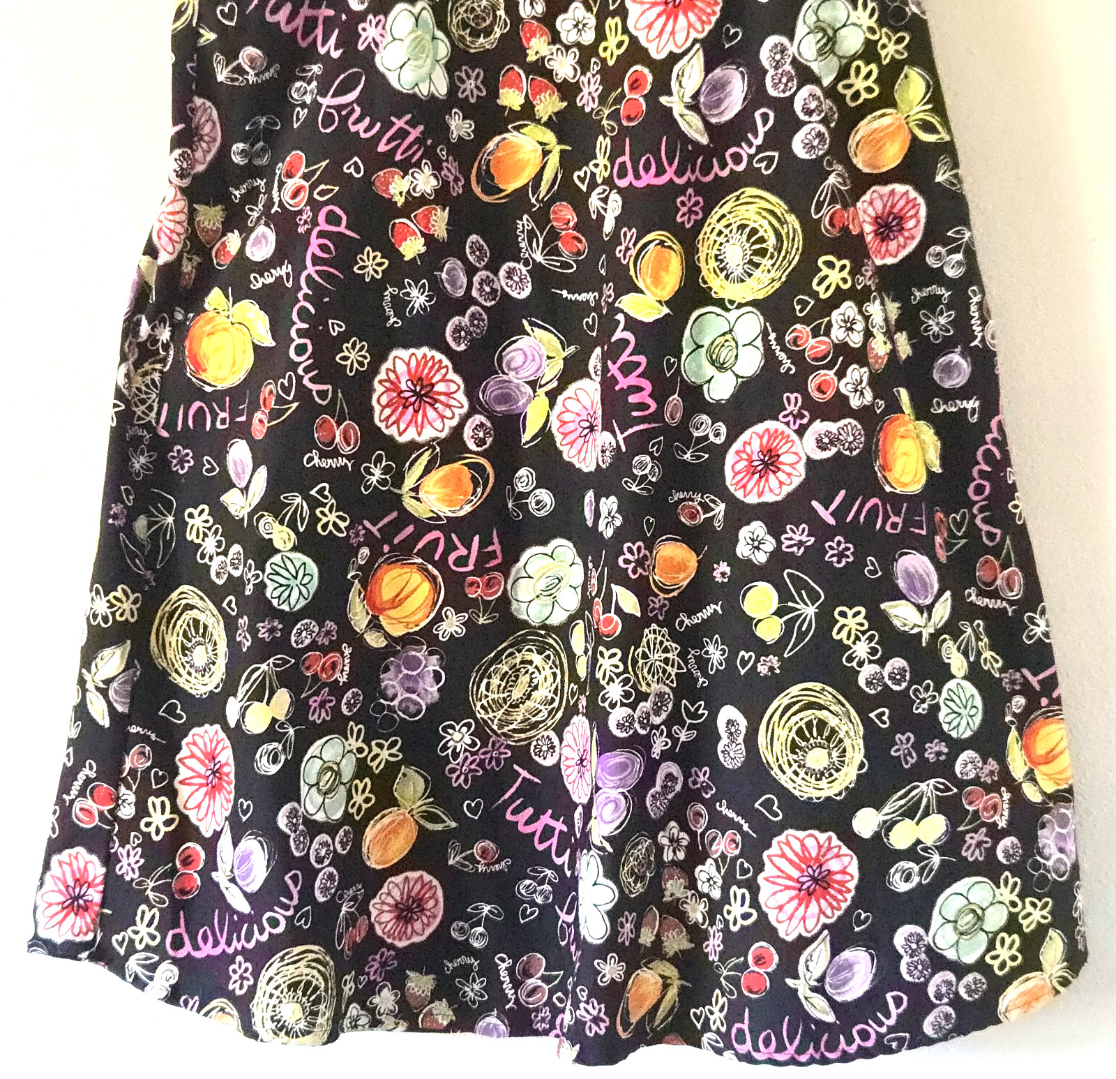 Karin Stevens Fruit Floral Print Dress Womens 16 Cotton Fit Flare Adjust. Straps