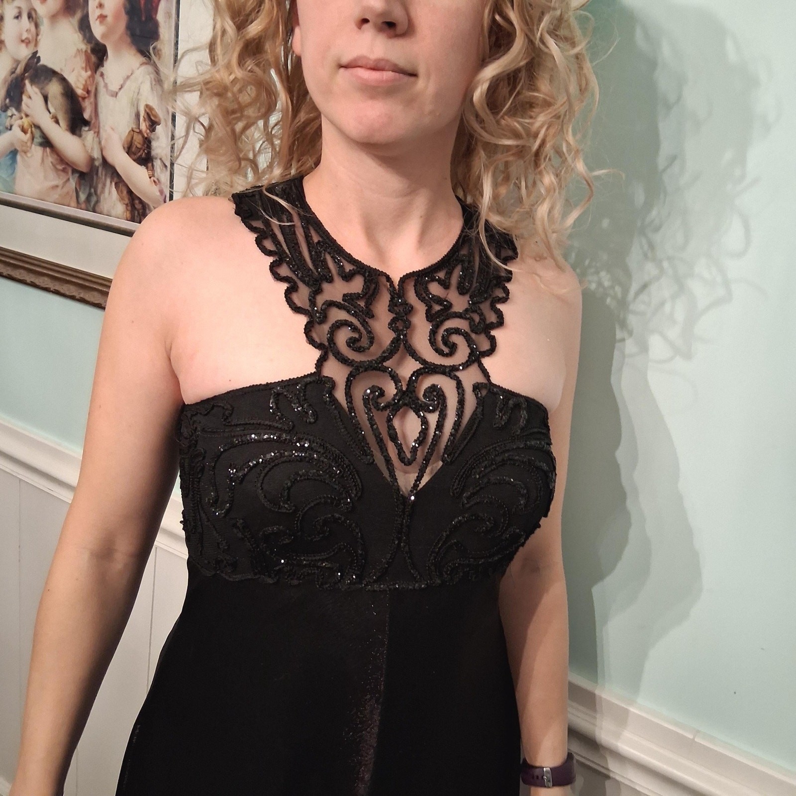 Alfred Angelo Black Sequin Gown: Elegant Formal Dress, Size 9/10