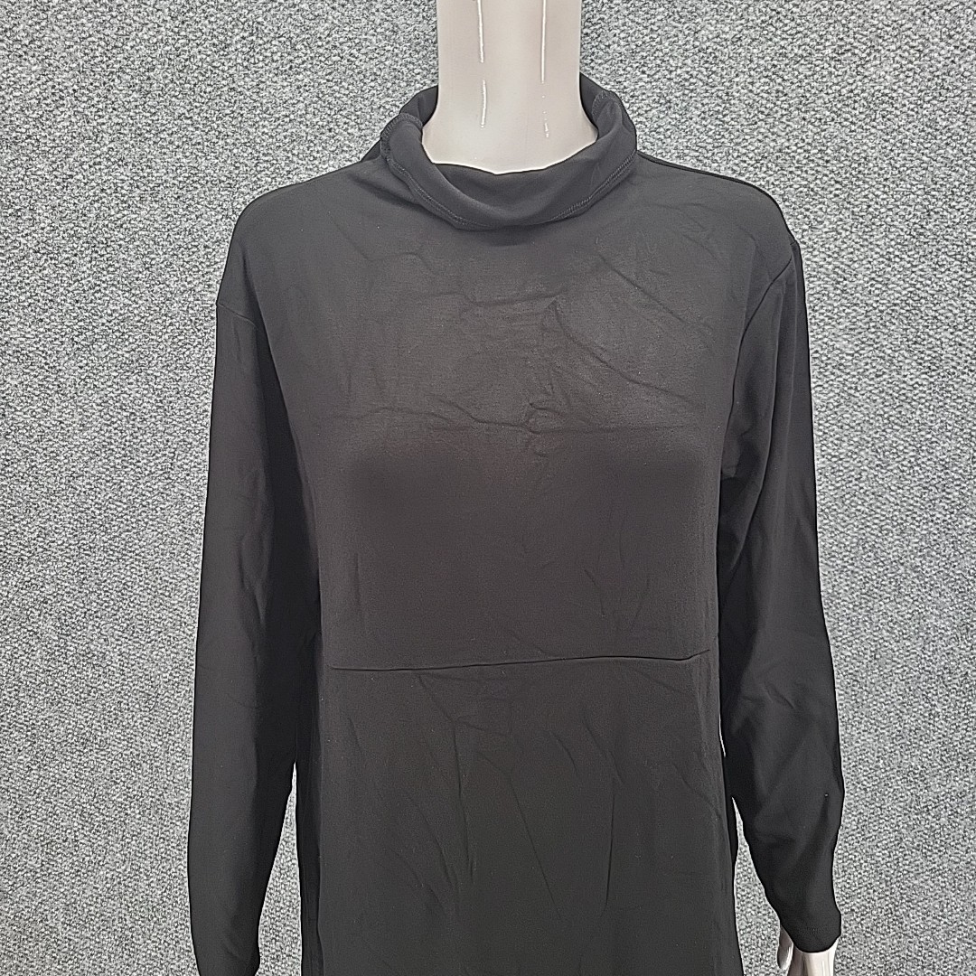 Women with Control Trendy Tummy Control Mock Neck Midi Dress X-Large Size Black