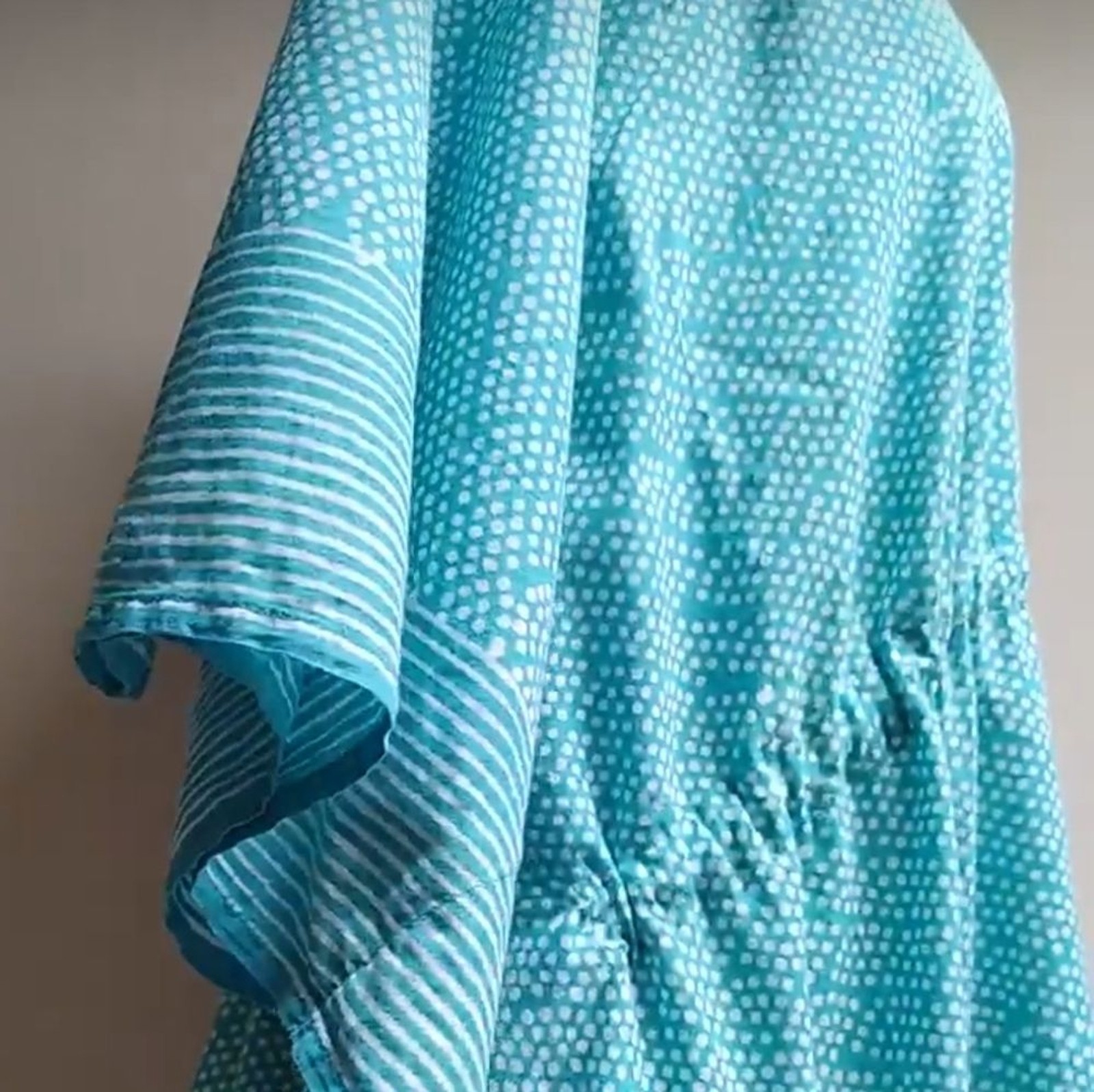 Anokhi Turquoise & White Cotton Caftan One Size Fits Most
