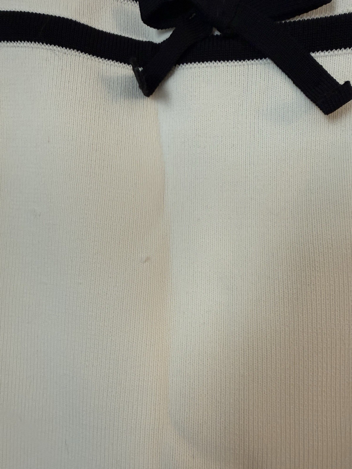 Endless Rose White Black Knit Bodycon Dress Bow Contrast Trim Sleeveless Size M
