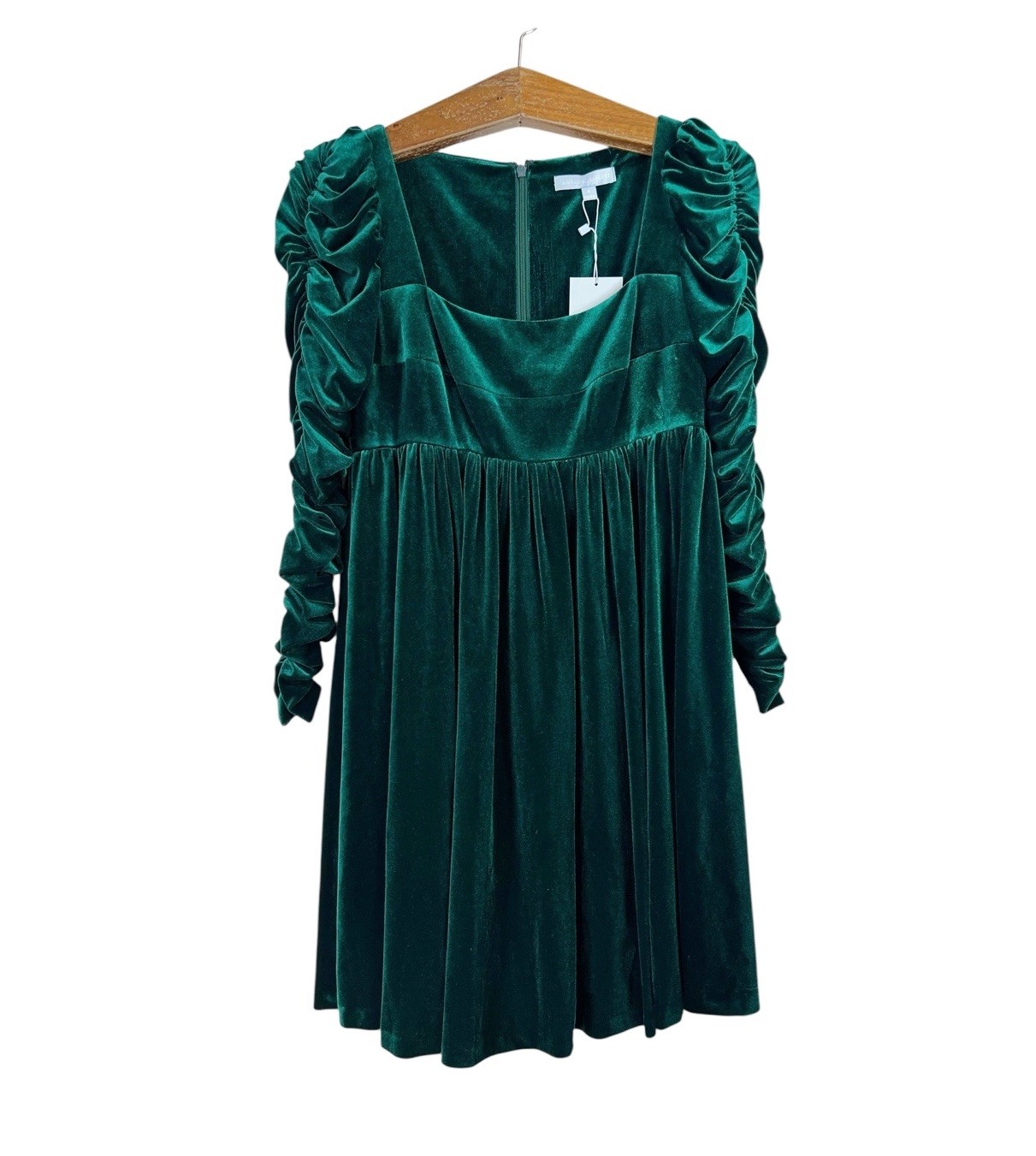 Antonio Melani Marcella Velvet Square Neck Long Ruched Sleeve Dress Size 4 NWT