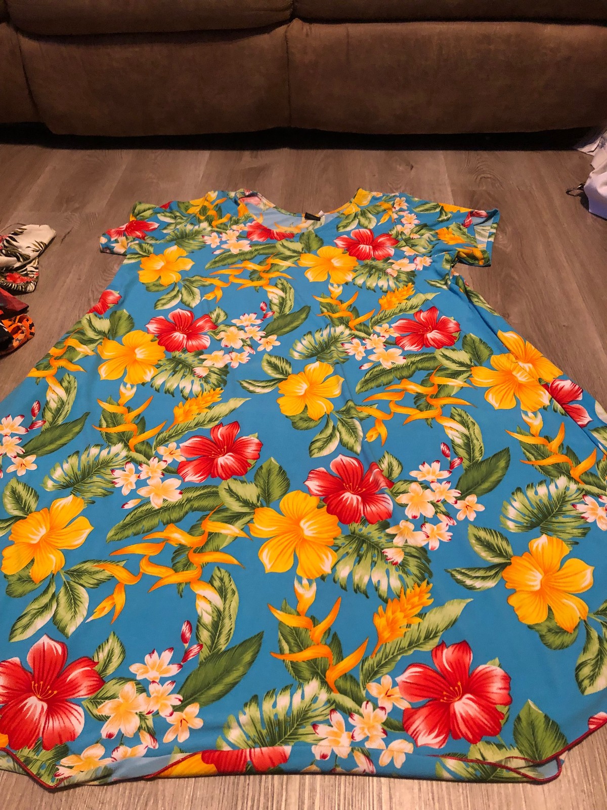 Aloha Fashion Hawaiian Dress Rayon Vintage Muumuu 80’s 90s Off Shoulder ONE SIZE