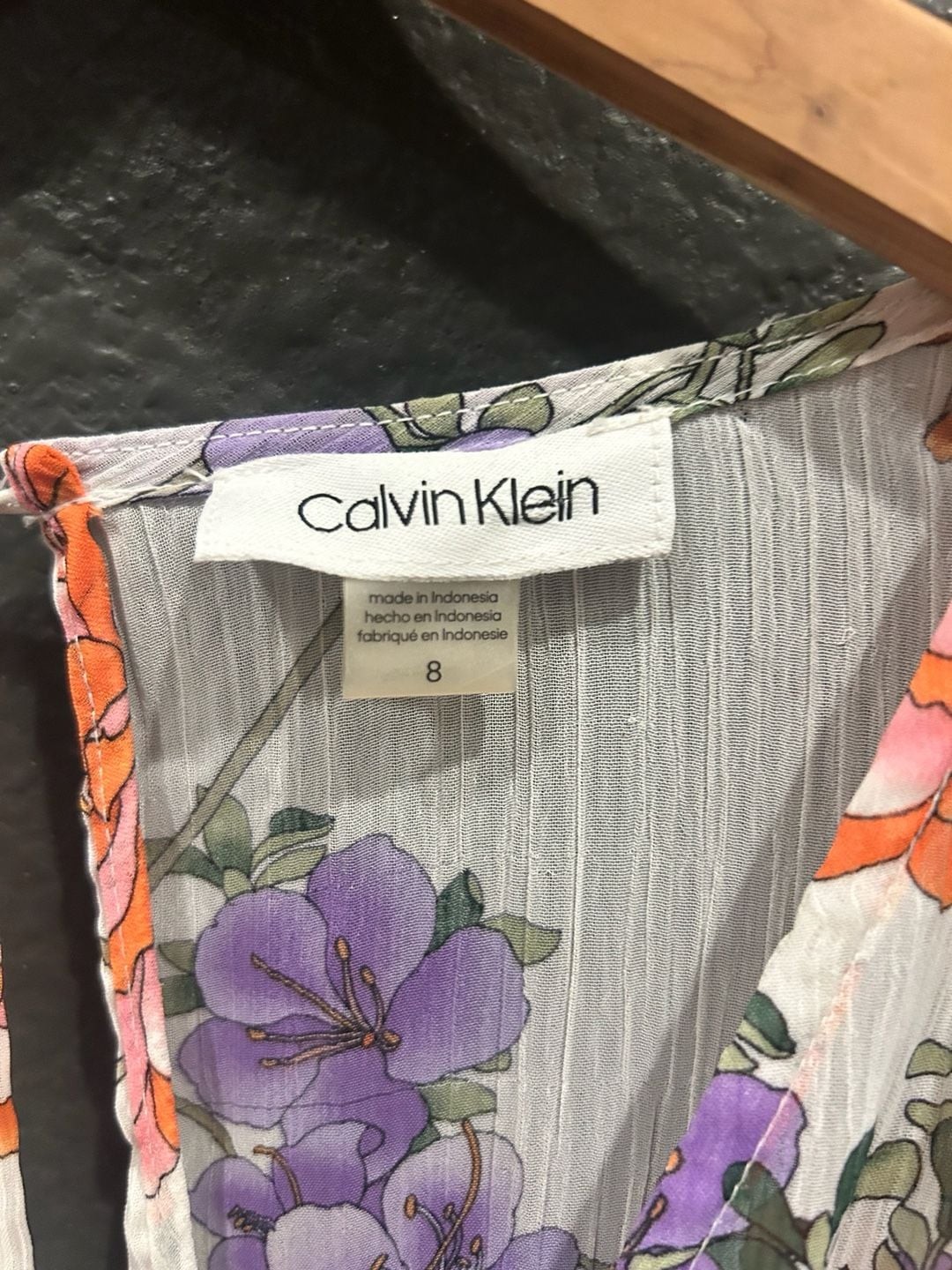 Calvin Klein Sleeveless Floral Chiffon High-Low Maxi Dress Size 8